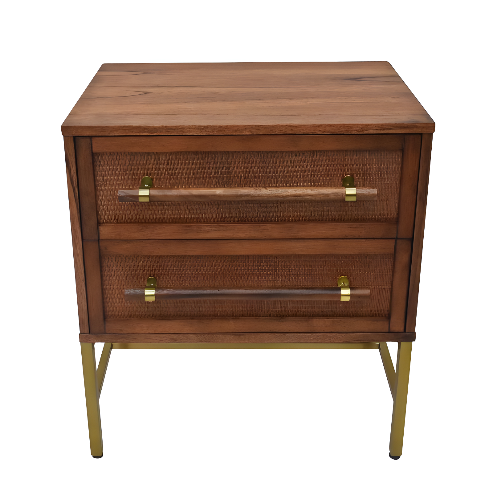 Hopper Studio Hopper Studio Sophia Solid Wood 2-Drawer Rattan Nightstand, Stylish Storage For Modern Homes
