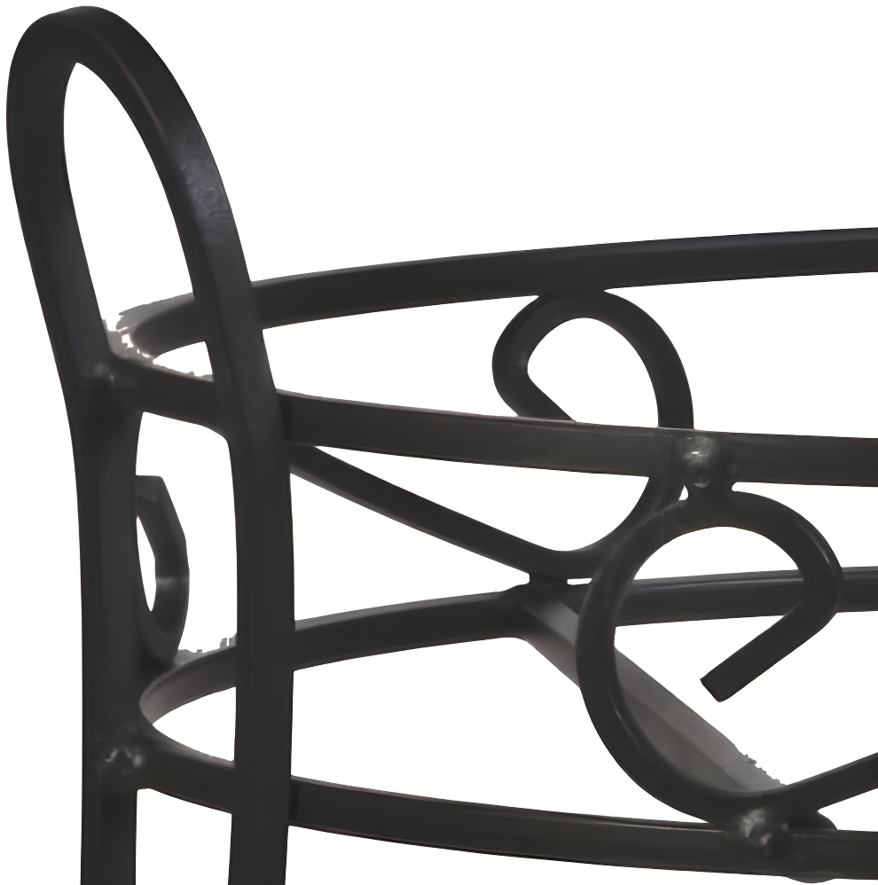 Elegant Canterbury Scroll 21" Black Steel Oval Plant Stand
