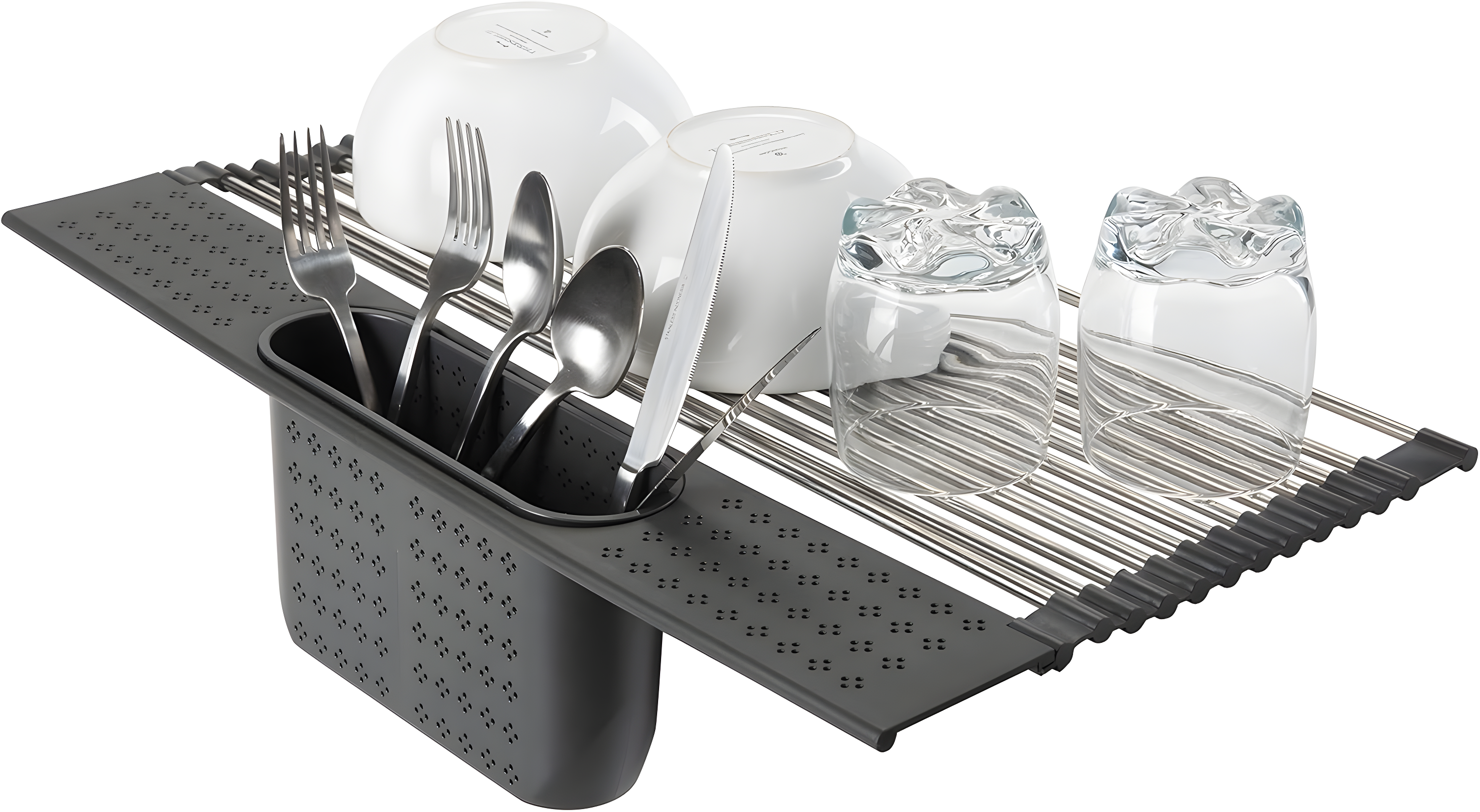Kitchen Details Adjustable Stainless Steel Over The Sink Dish Rack