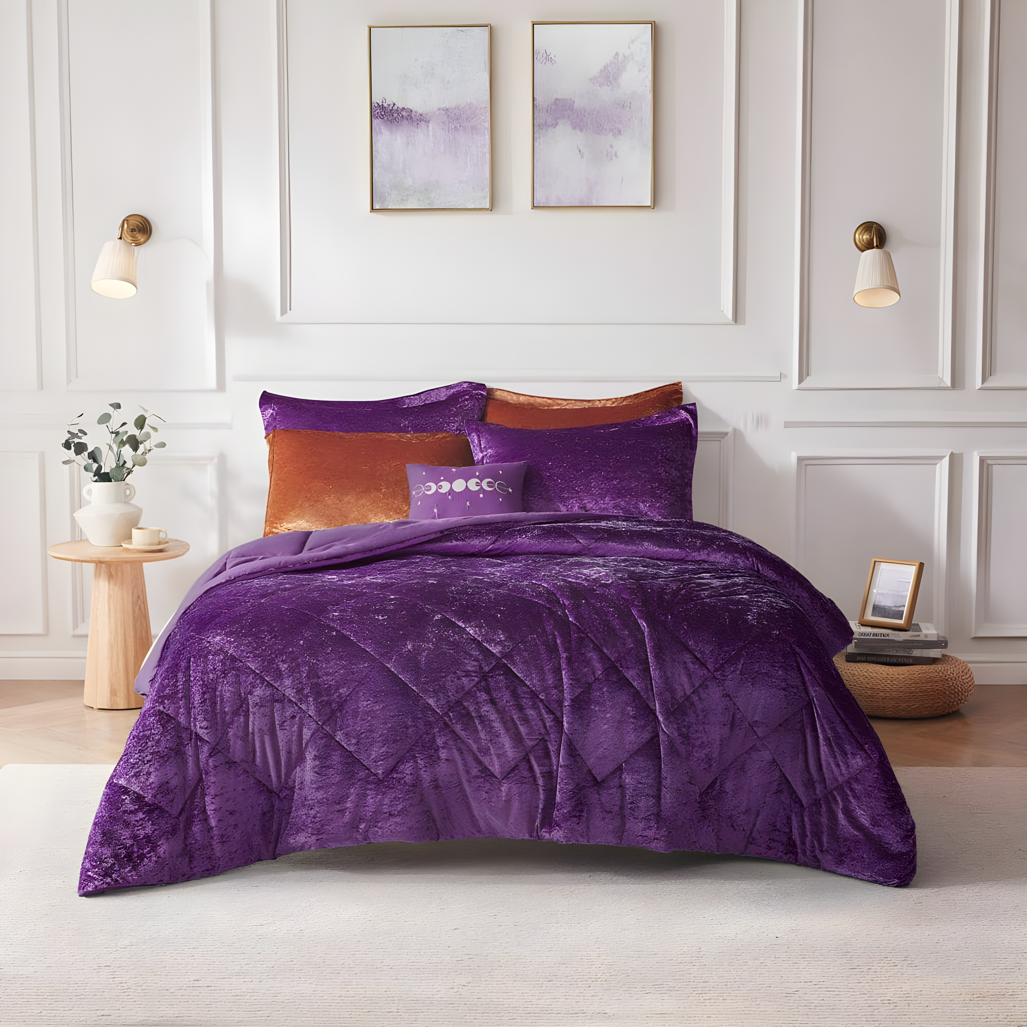Intelligent Design Felicia Crushed Velvet Comforter Set with Throw Pillow
