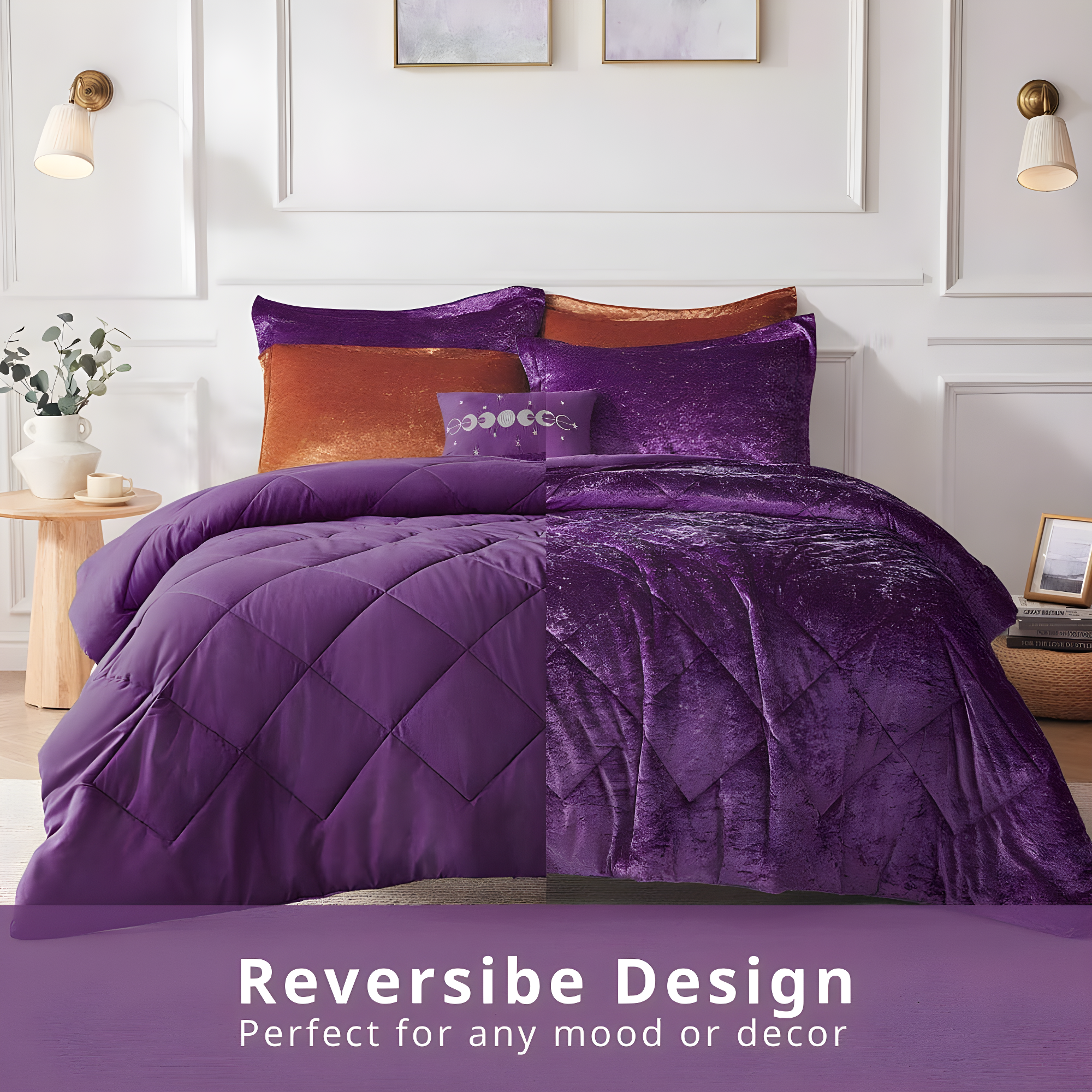 Intelligent Design Felicia Crushed Velvet Comforter Set with Throw Pillow