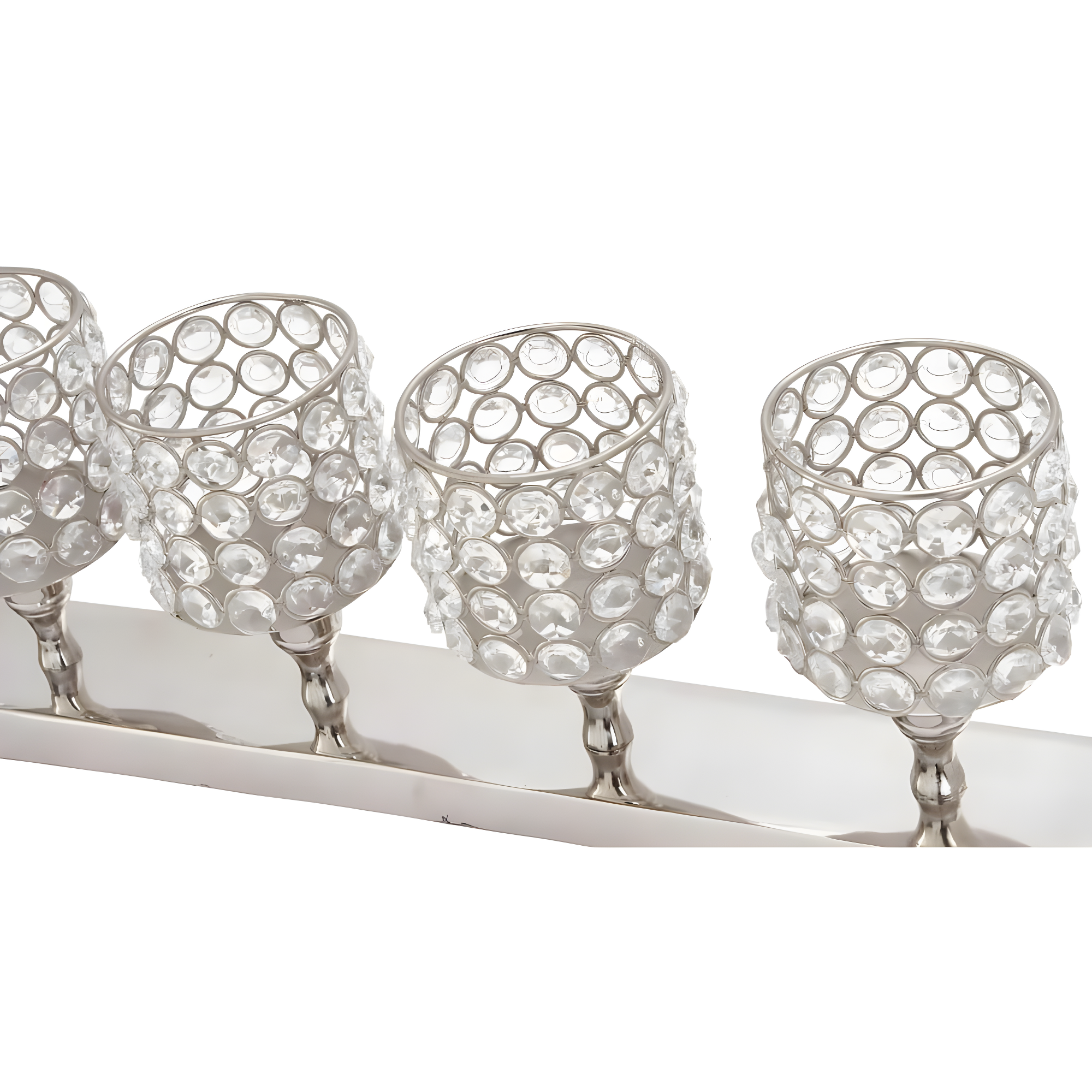 House of Hampton® Aluminum Metal Pillar 5 Crystal Sleeve Decorative Silver Candelabra