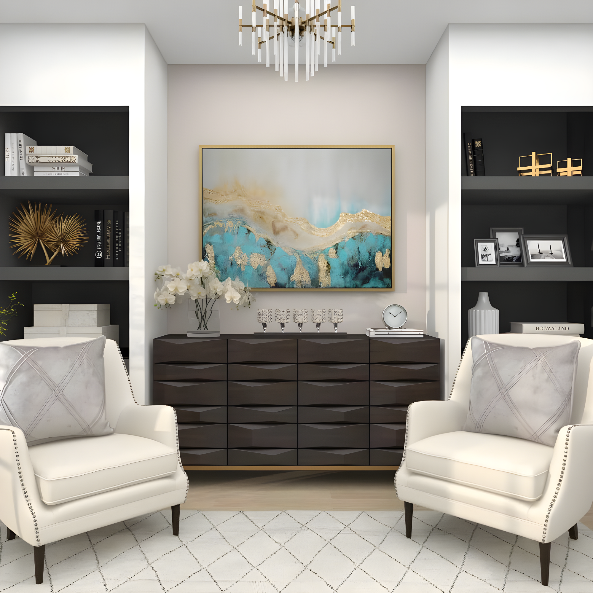 House of Hampton® Aluminum Metal Pillar 5 Crystal Sleeve Decorative Silver Candelabra