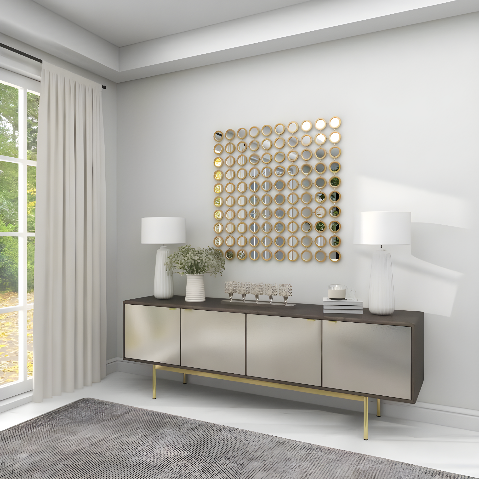 House of Hampton® Aluminum Metal Pillar 5 Crystal Sleeve Decorative Silver Candelabra