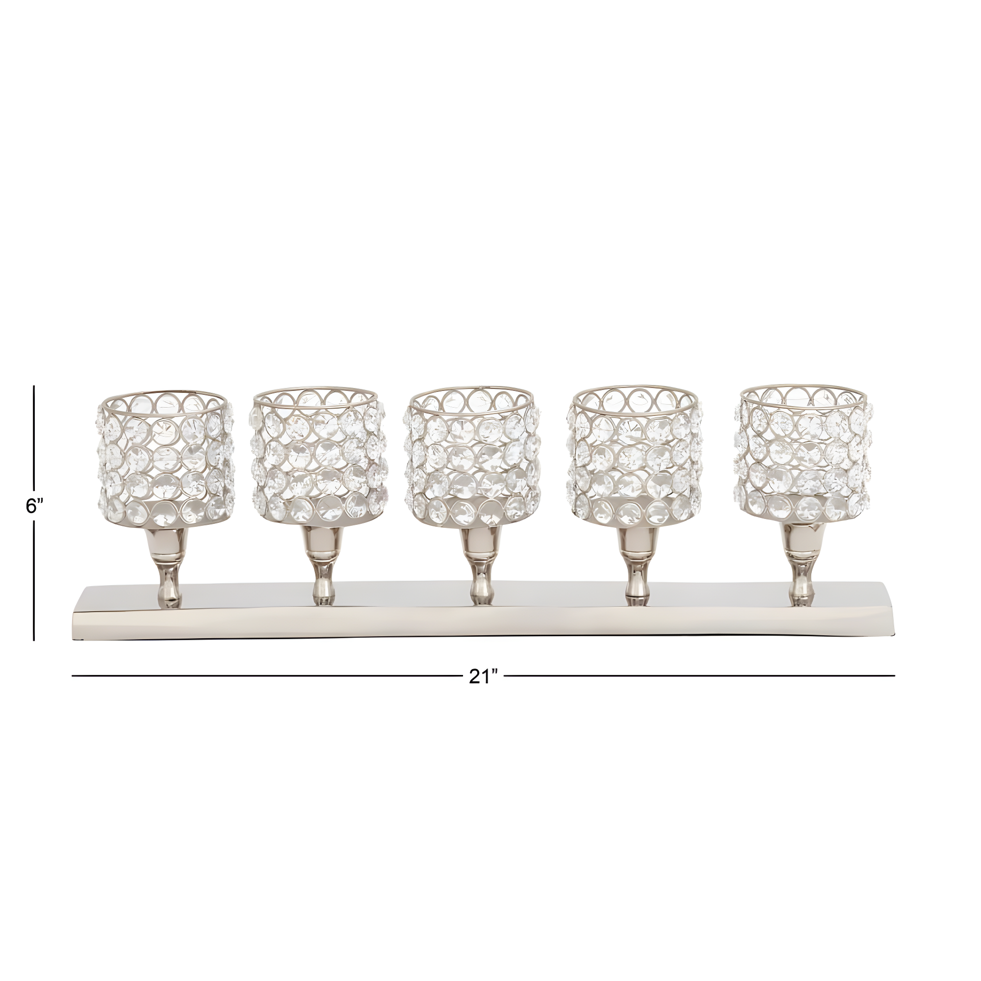 House of Hampton® Aluminum Metal Pillar 5 Crystal Sleeve Decorative Silver Candelabra