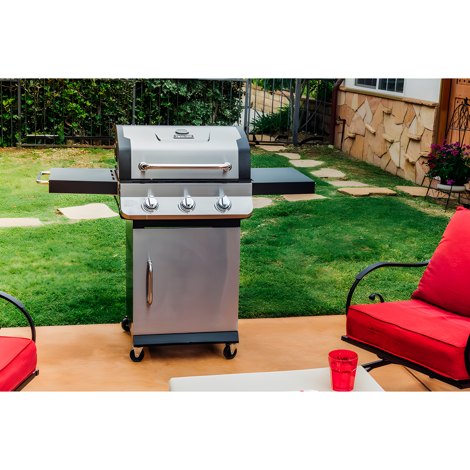 Dyna-Glo 3 - Burner Free Standing 36000 BTU Gas Grill with Cabinet