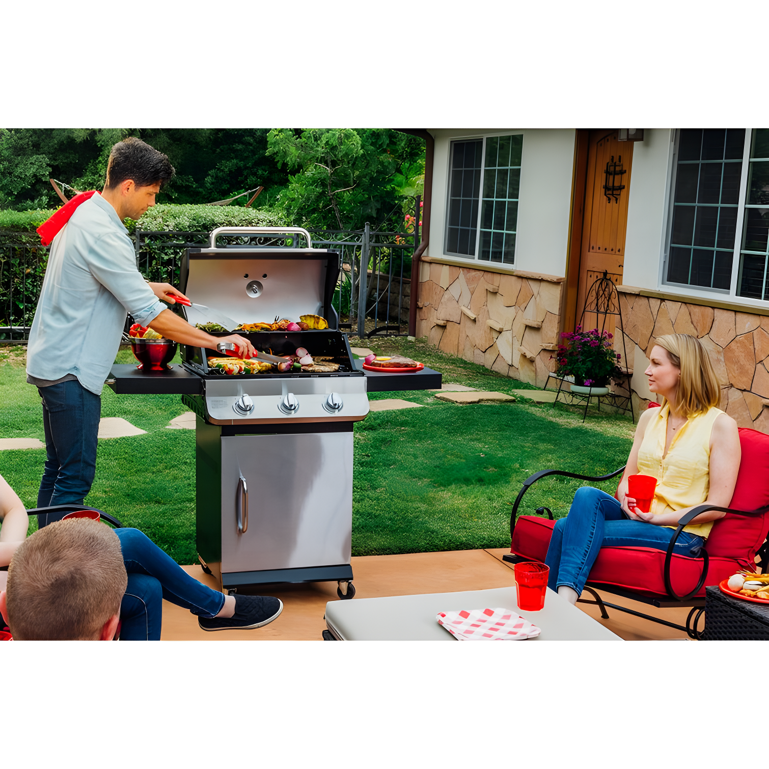 Dyna-Glo 3 - Burner Free Standing 36000 BTU Gas Grill with Cabinet