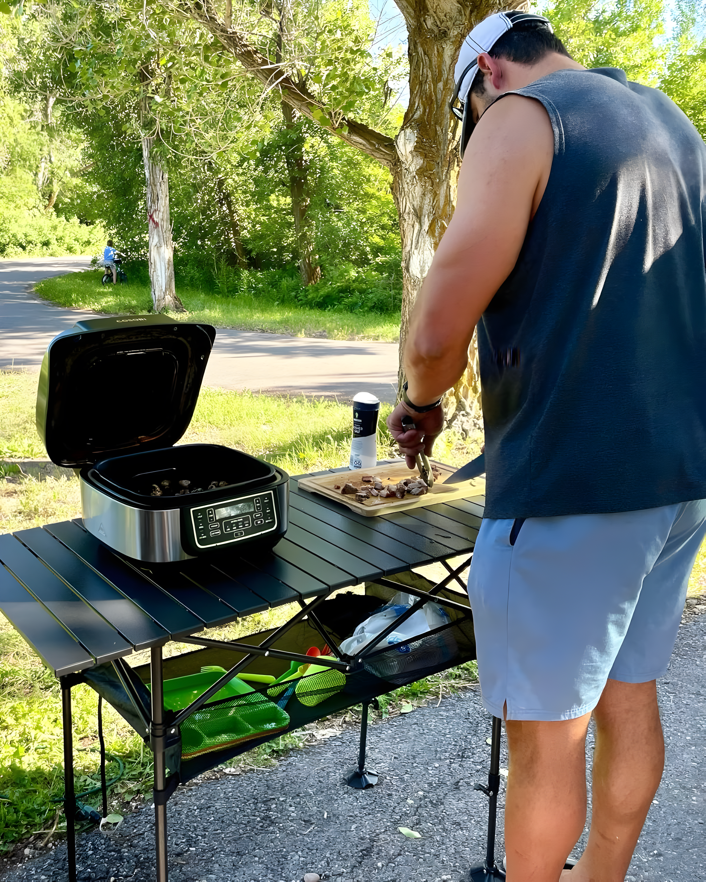 Folding Camping Table, Portable Aluminum Roll-Up Picnic Backpacking Table With Adjustable Height, Large Storage And Carrying Bag For Picnic, Camping, BBQ, Party, Backyard, Beach