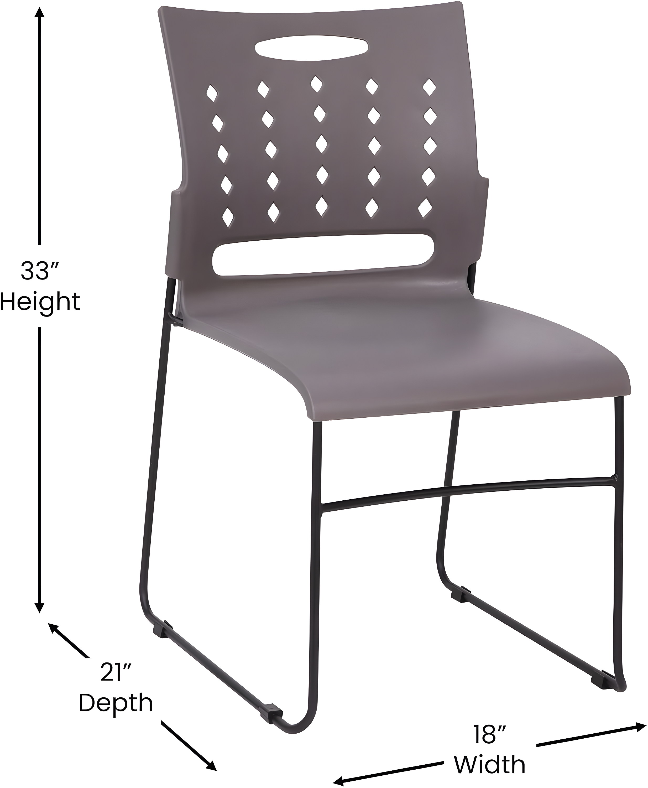 Flash Furniture 881 lb. Capacity Sled Base Stack Chair with Carry Handle and Air-Vent Back