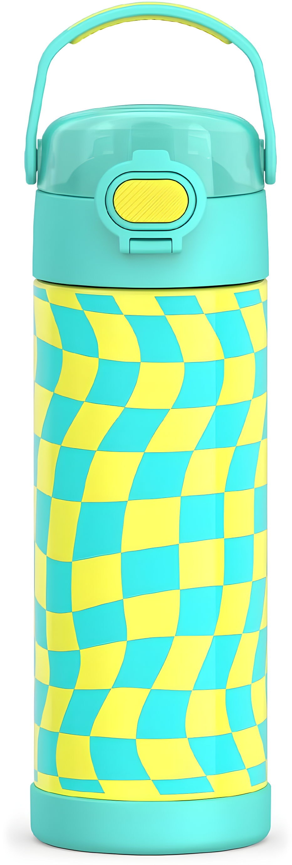 Thermos 16oz Stainless Steel FUNtainer Water Bottle with Bail Handle - Teal Checkers