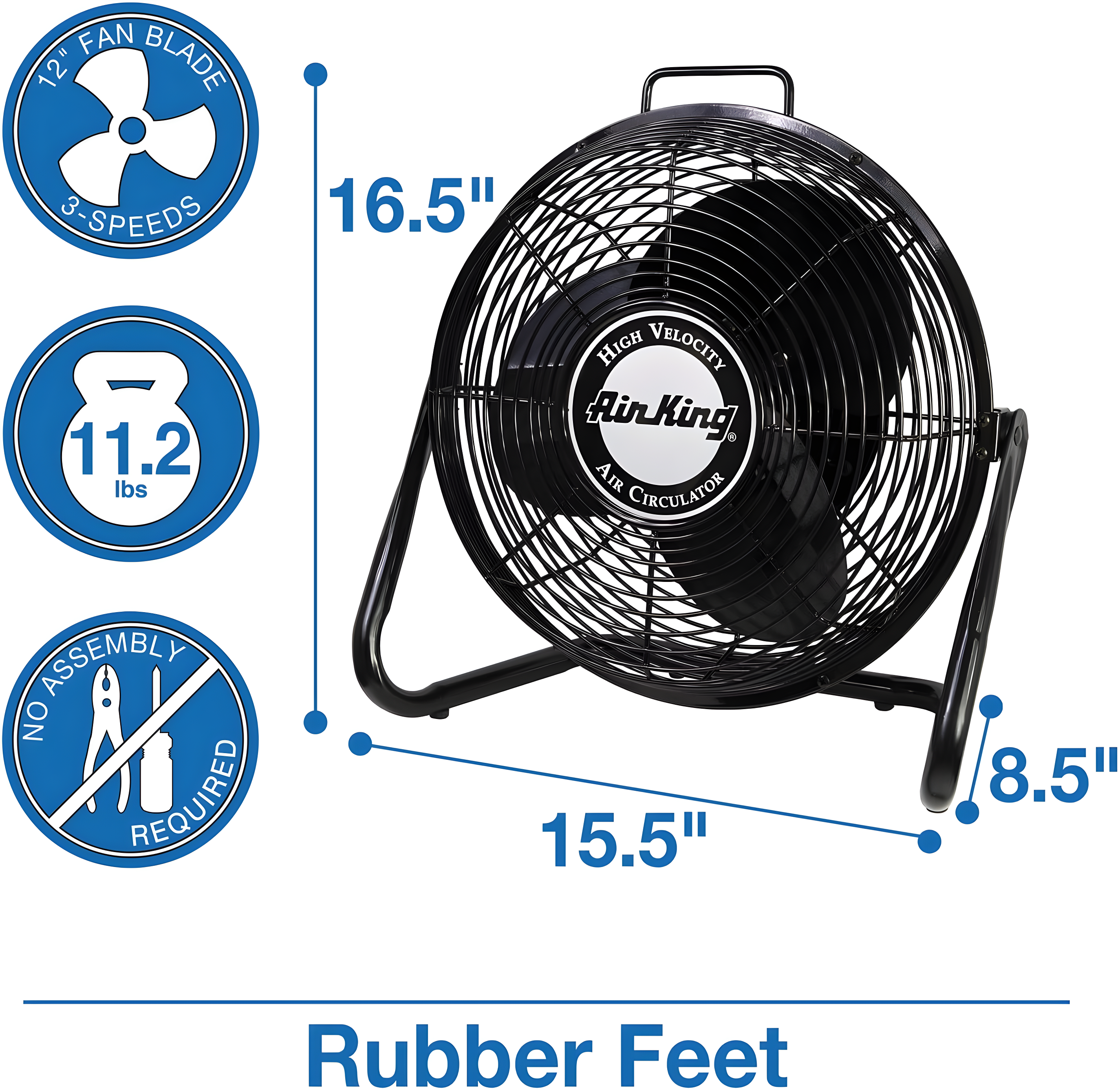 Air King 3-Speed Indoor Industrial Open Motor Pivoting Floor Fan