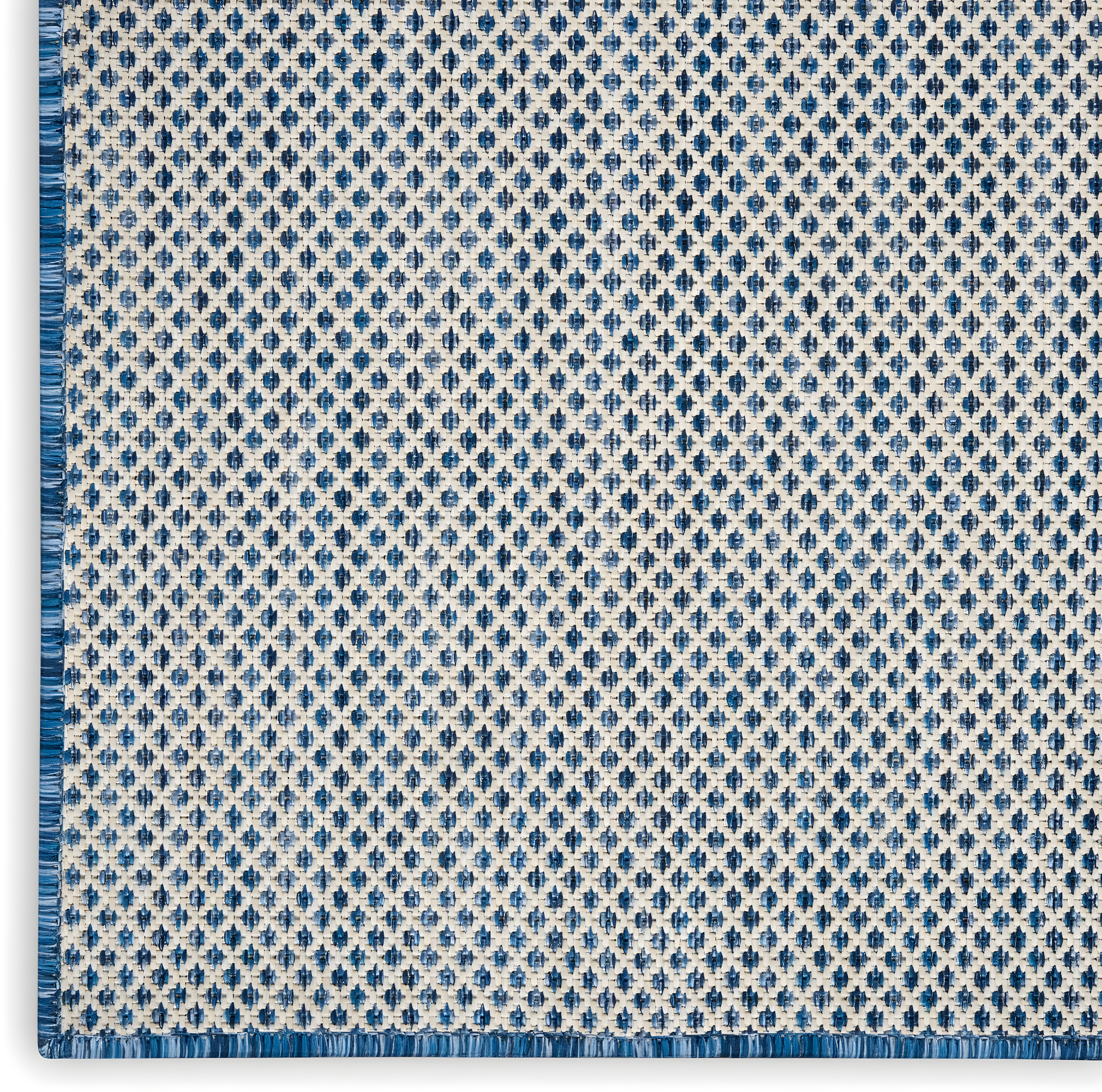 Nourison 6' x 6' Courtyard Modern Easy Care Flatweave Indoor Outdoor Square Rug Ivory Blue