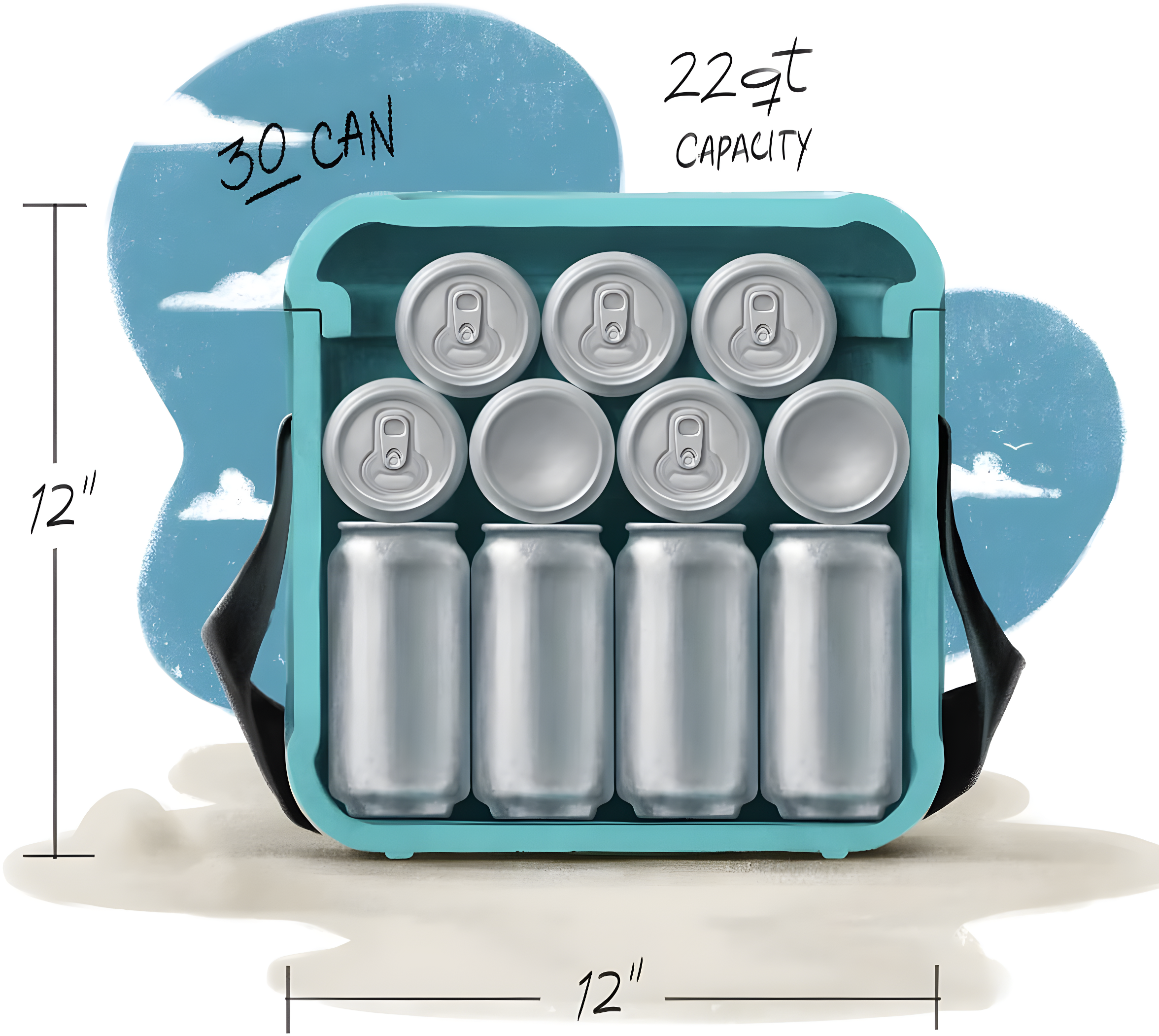 FOAM FOAM Portable 22 Quart EVA Lightweight Beach Rigid Hybrid Soft Side Cooler that Holds 30 Cans & Ice