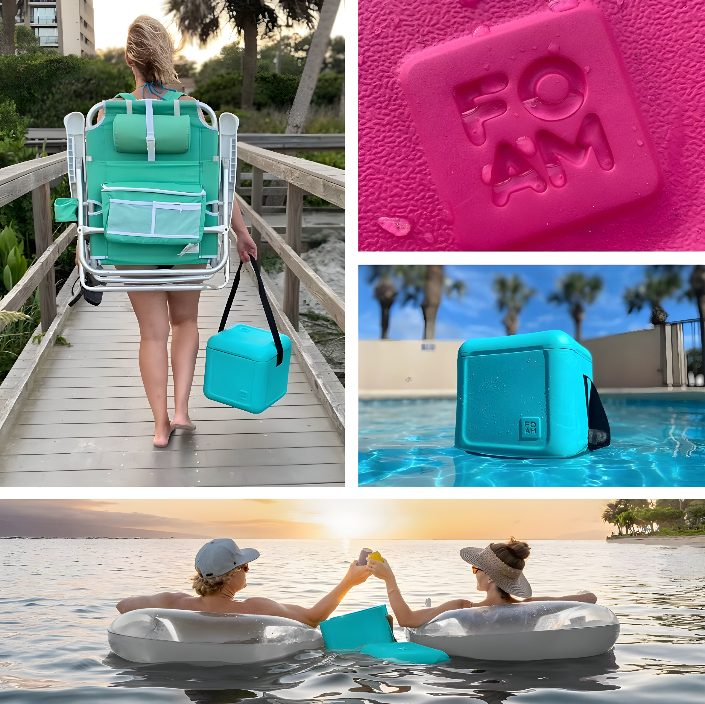 FOAM FOAM Portable 22 Quart EVA Lightweight Beach Rigid Hybrid Soft Side Cooler that Holds 30 Cans & Ice