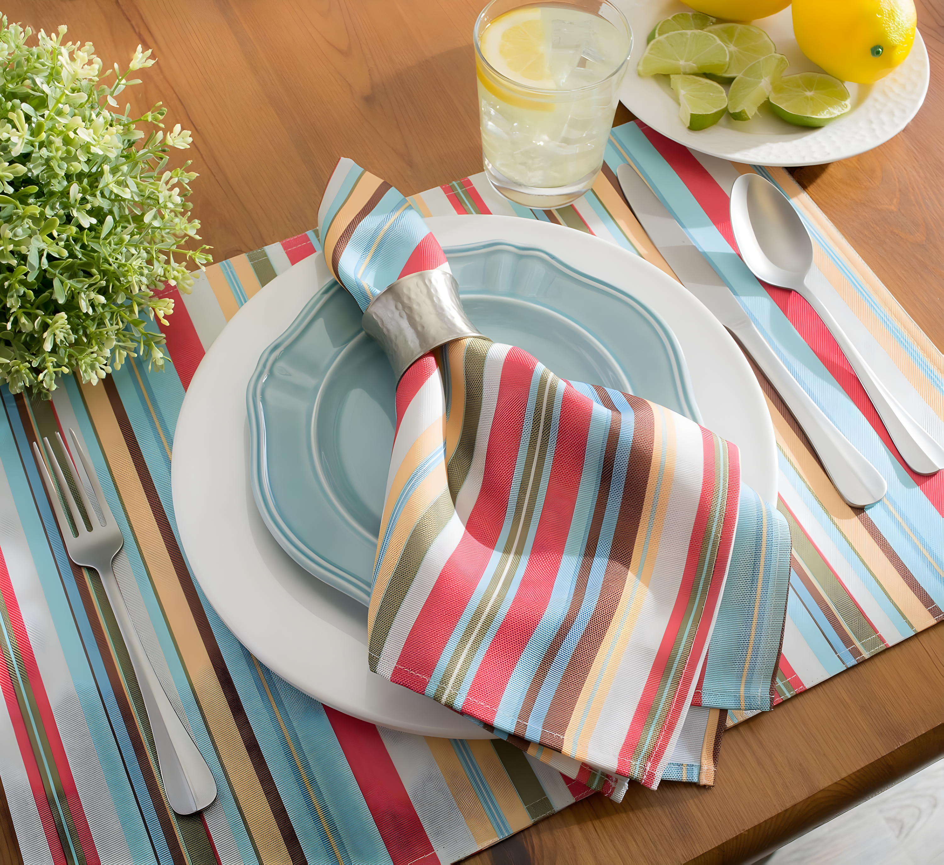 Casa Polyester Floral Square Napkin (Set of 6)