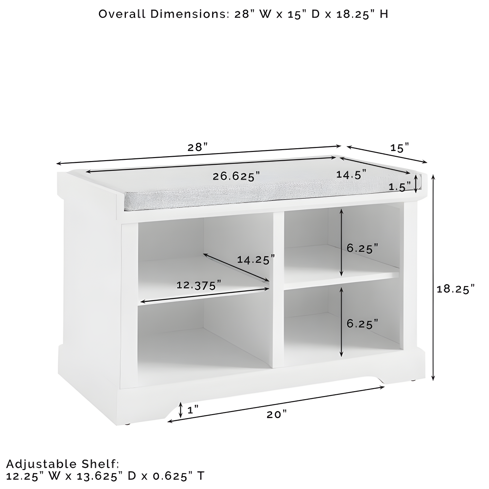 Anderson Storage Bench White - Crosley: Cushioned, Linen Upholstered, Farmhouse Style