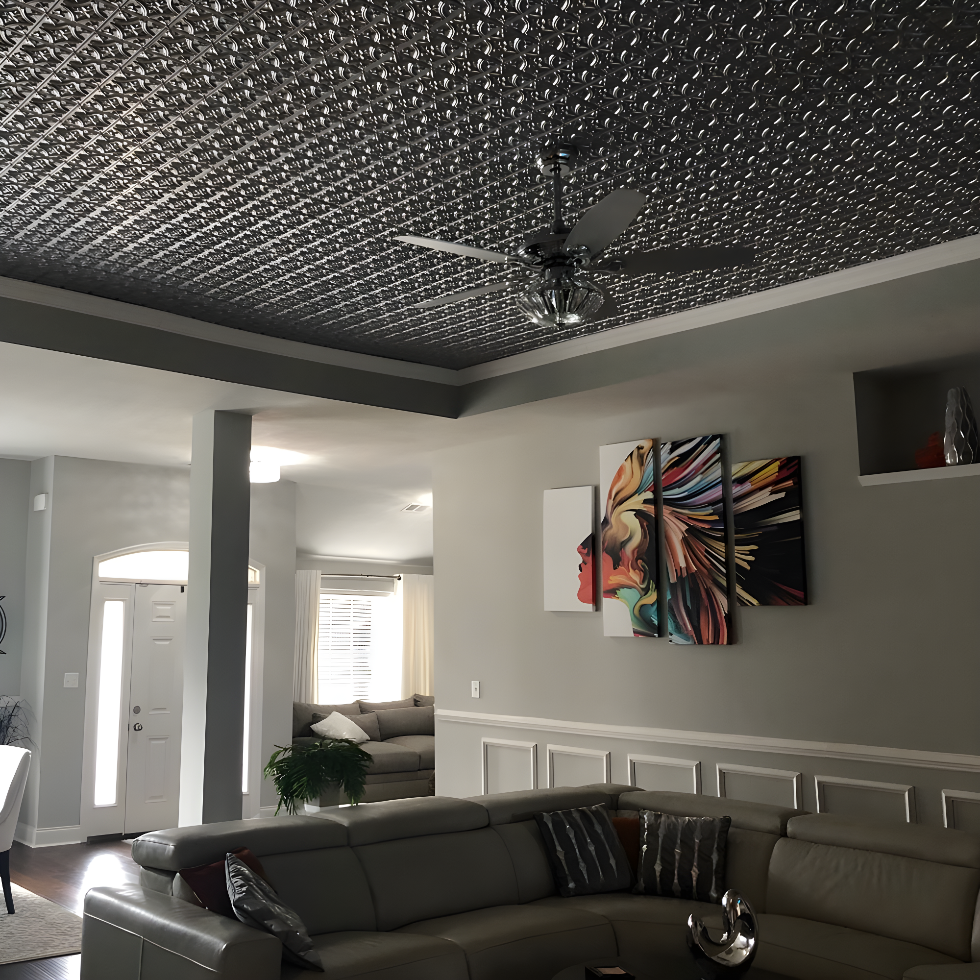 FromPlainToBeautifulInHours Gothic Reims 2 Ft. X 2 Ft. Drop-In Or Glue-Up PVC Ceiling Tile (Set of 10)