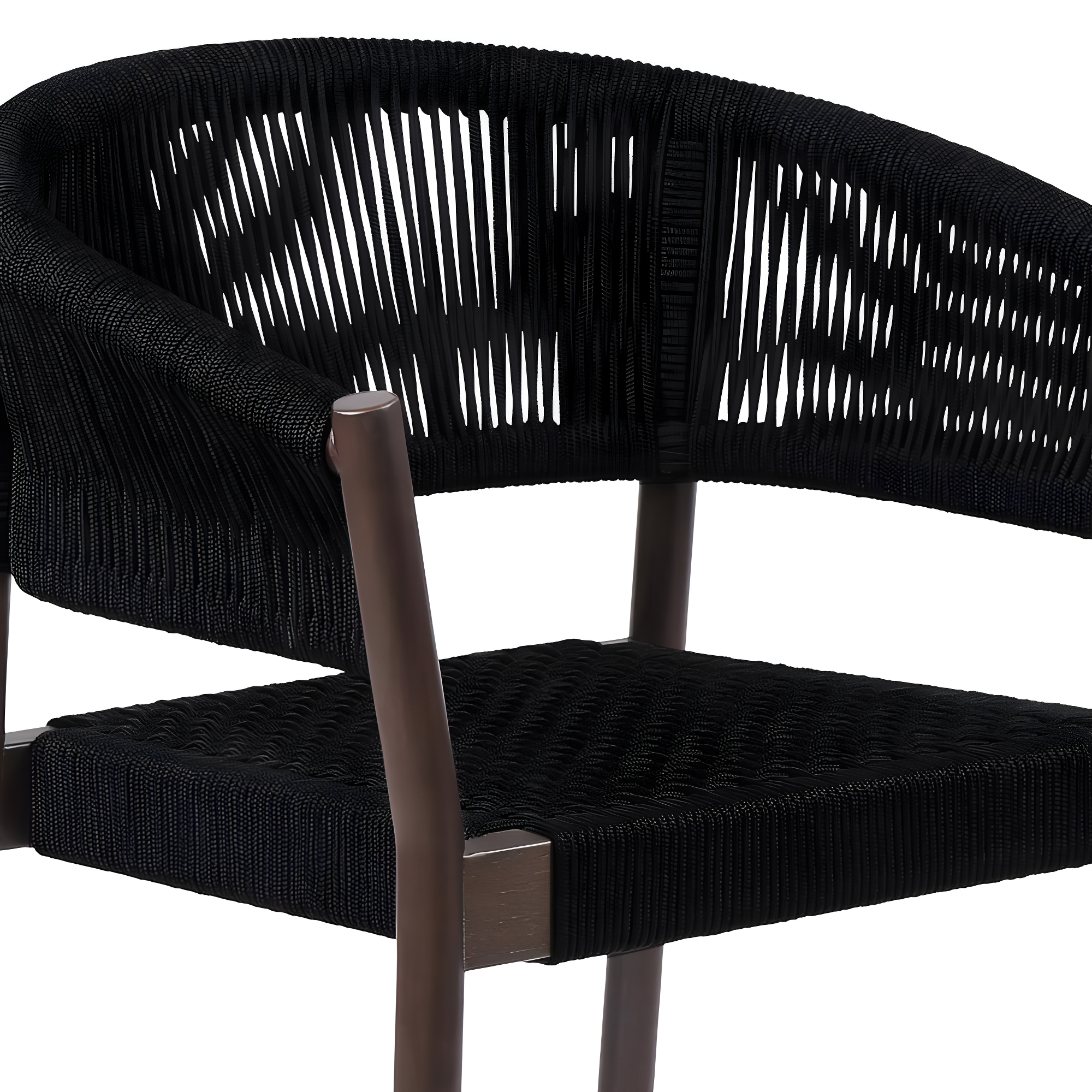 Doris Outdoor Patio Dining Chair in Dark Eucalyptus Wood with Black Rope - Set of 2