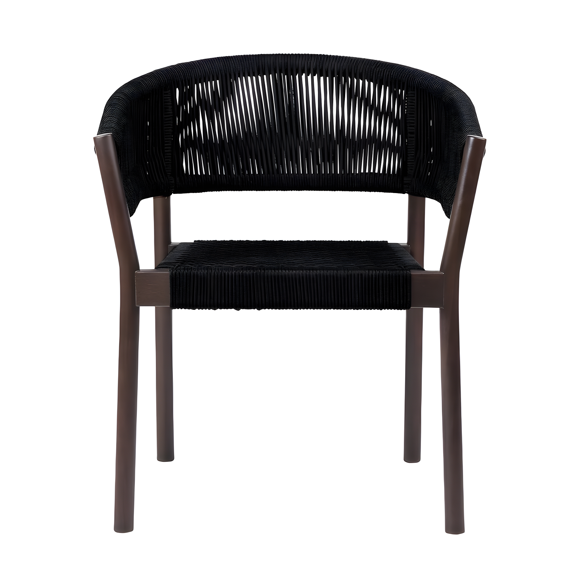 Doris Outdoor Patio Dining Chair in Dark Eucalyptus Wood with Black Rope - Set of 2