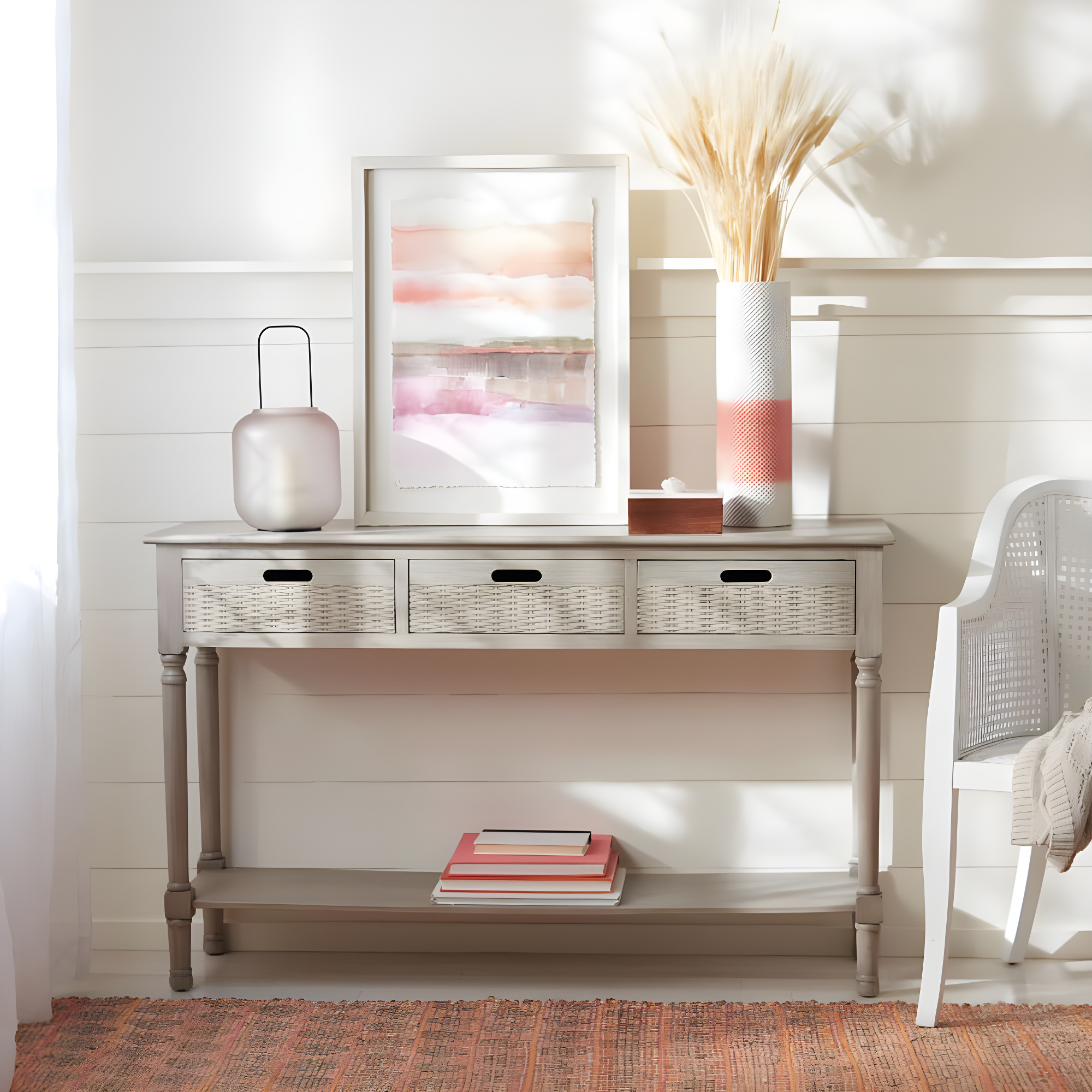 Landers 3 Drawer Console Table - Greige - Safavieh