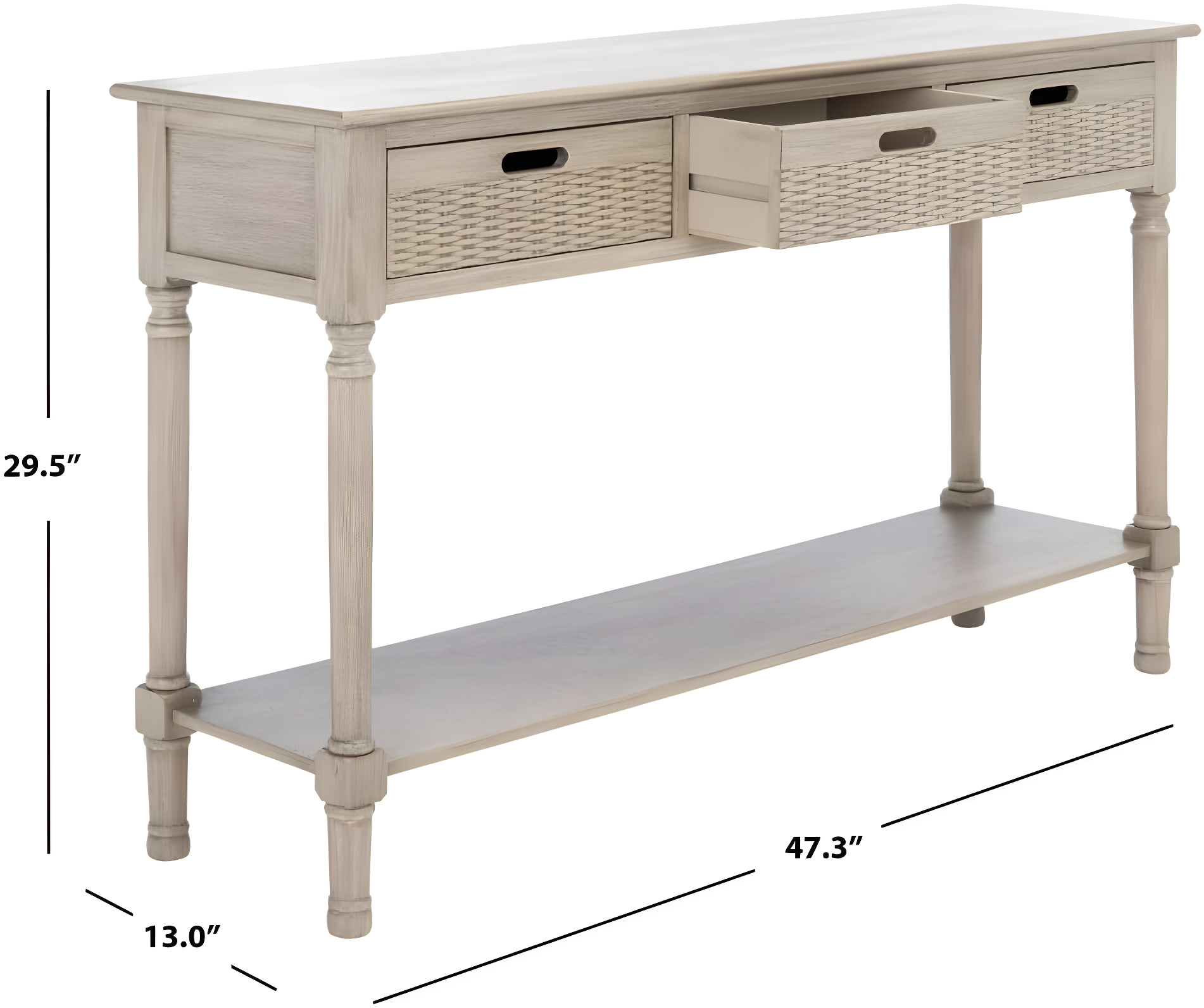 Landers 3 Drawer Console Table - Greige - Safavieh