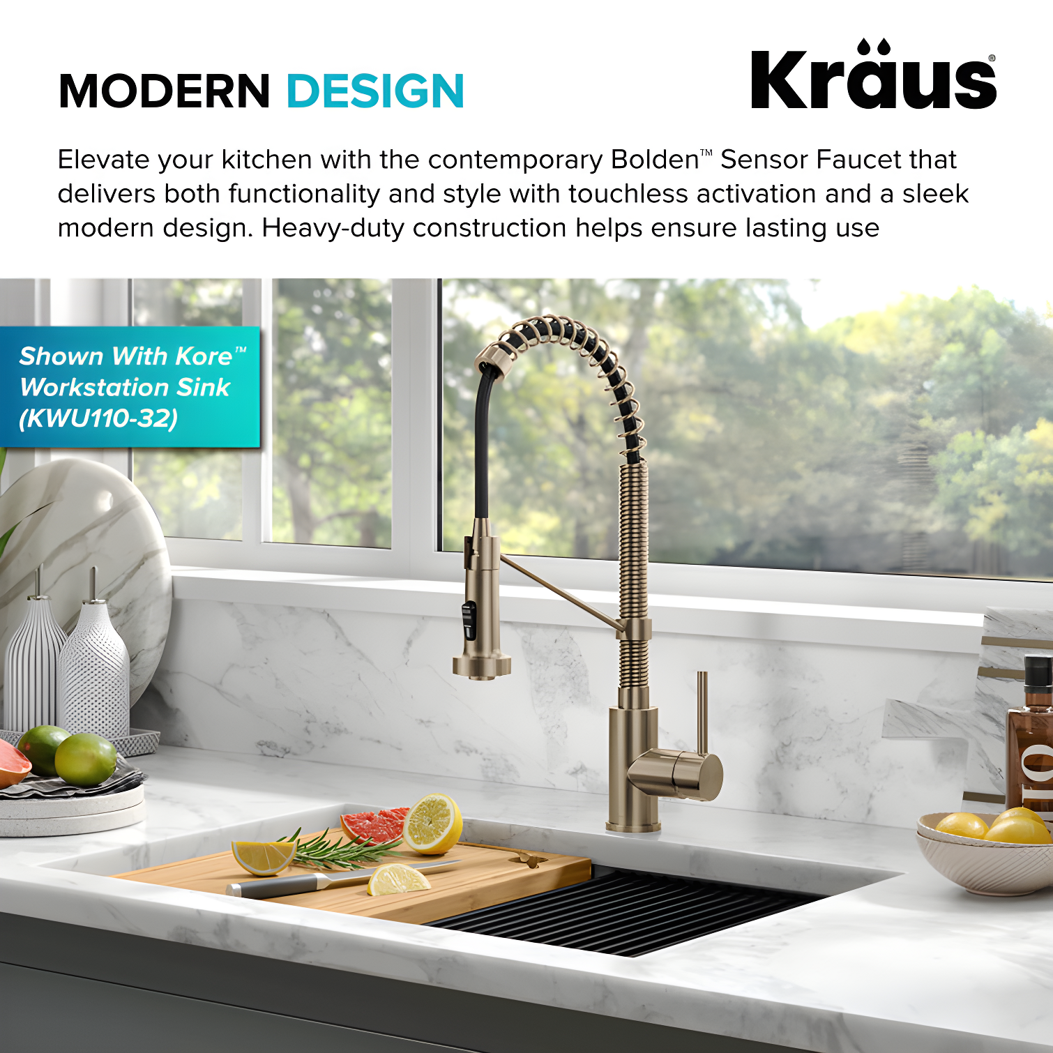 Kraus Bolden Touchless Sensor Commercial Style 2-Function Single Handle Pull-Down Kitchen Faucet