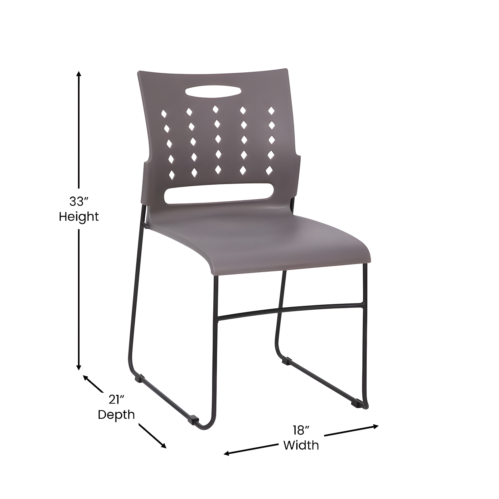 Flash Furniture 881 lb. Capacity Sled Base Stack Chair with Carry Handle and Air-Vent Back