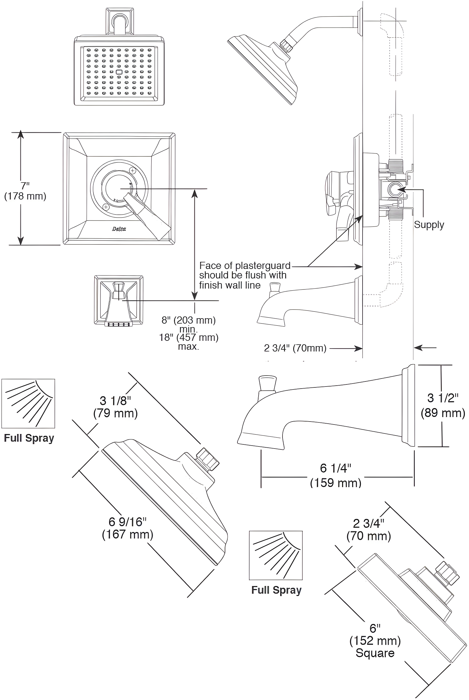 Dryden Tub and Shower Faucet with H2Okinetic Technology