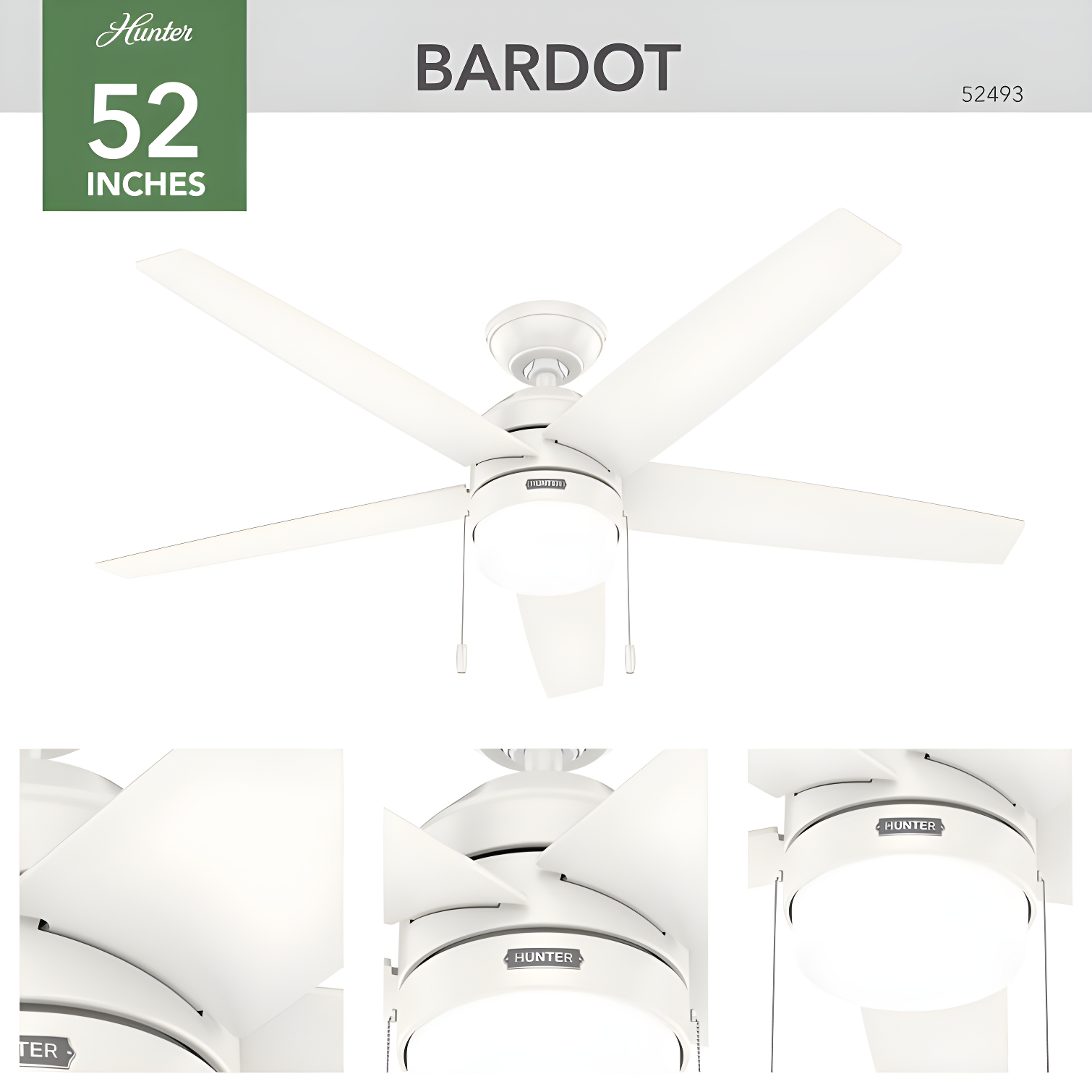 Bardot 52" 5 - Blade Ceiling Fan With Lights and Pull Chains