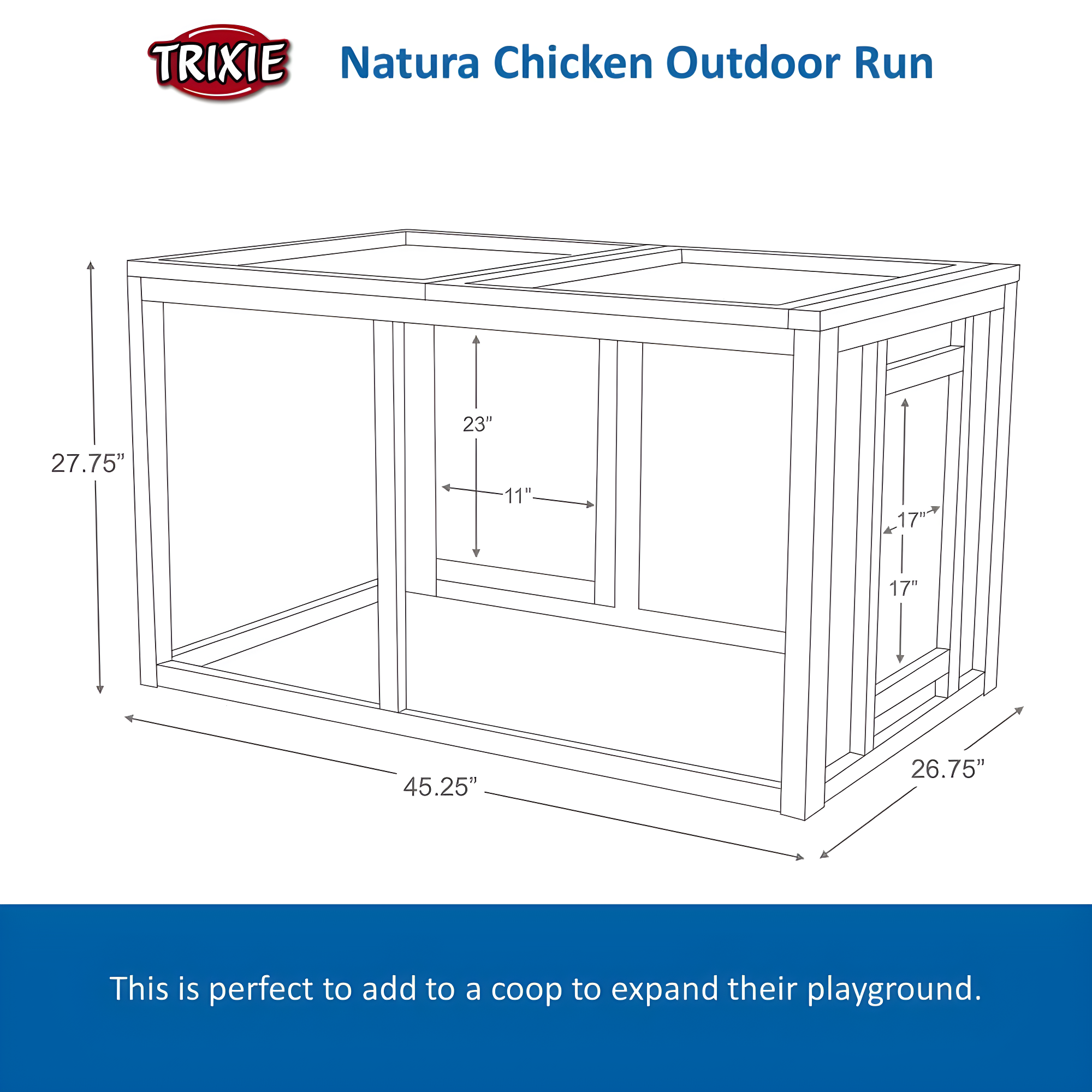 TRIXIE TRIXIE Chicken Outdoor Run with Covered Top, Extension for TRIXIE Chicken Coops