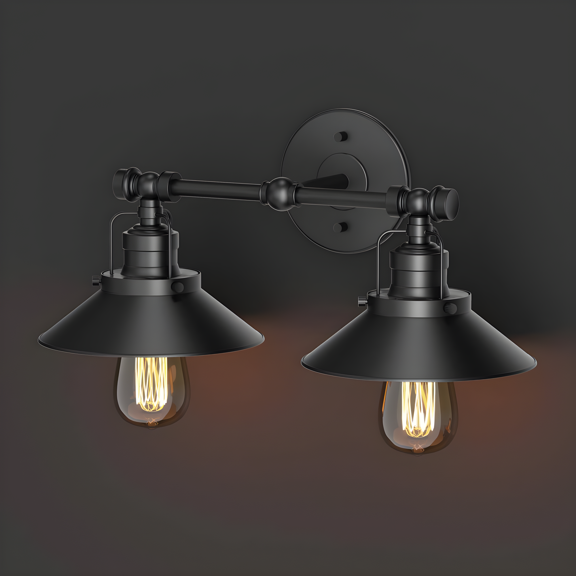 Farmhouse Wall Mount 2-Light Fixture | Double Wall Metal Sconce