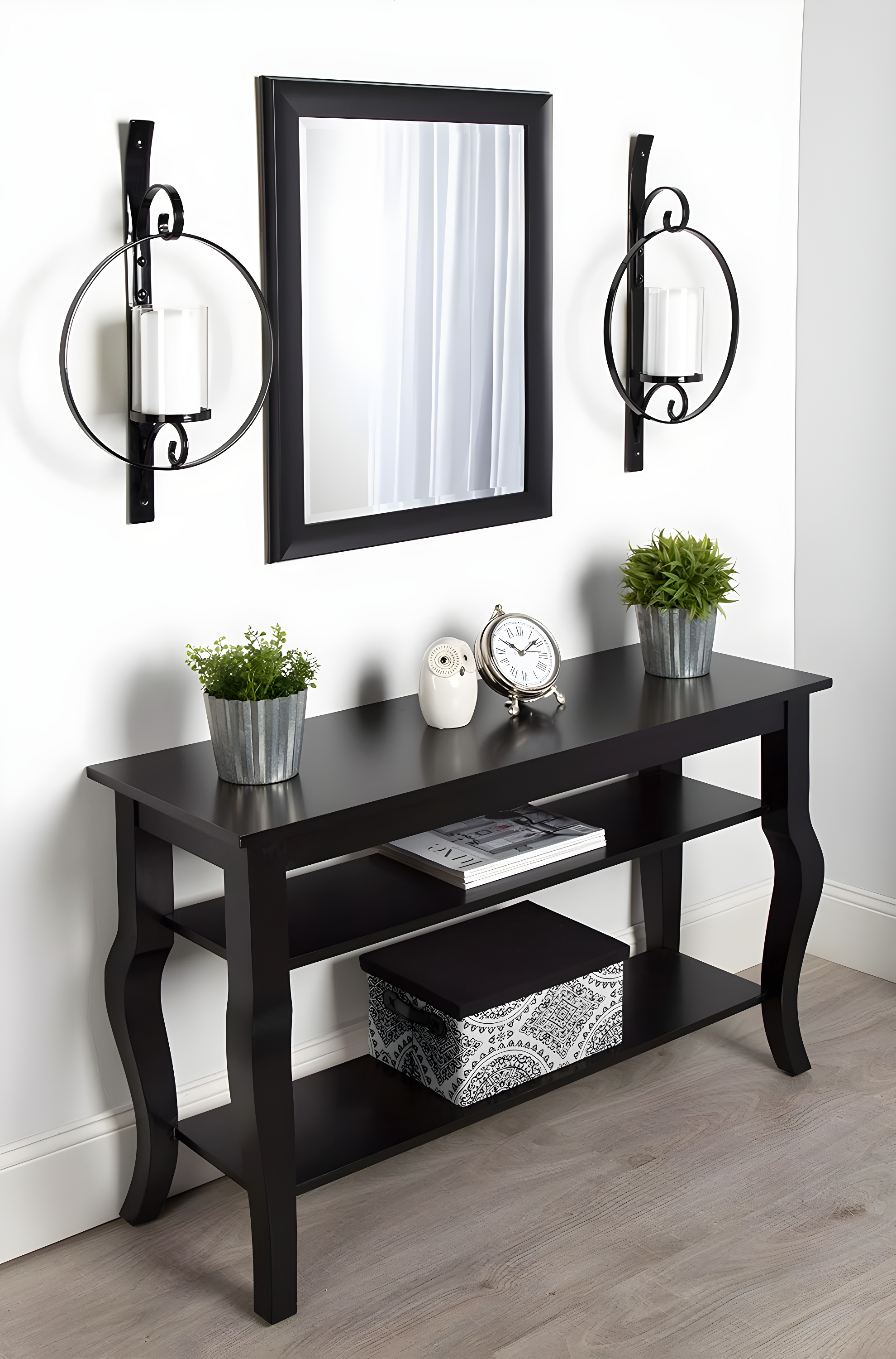 Kate and Laurel Doria Round Metal Wall Sconce, 12x22, Black