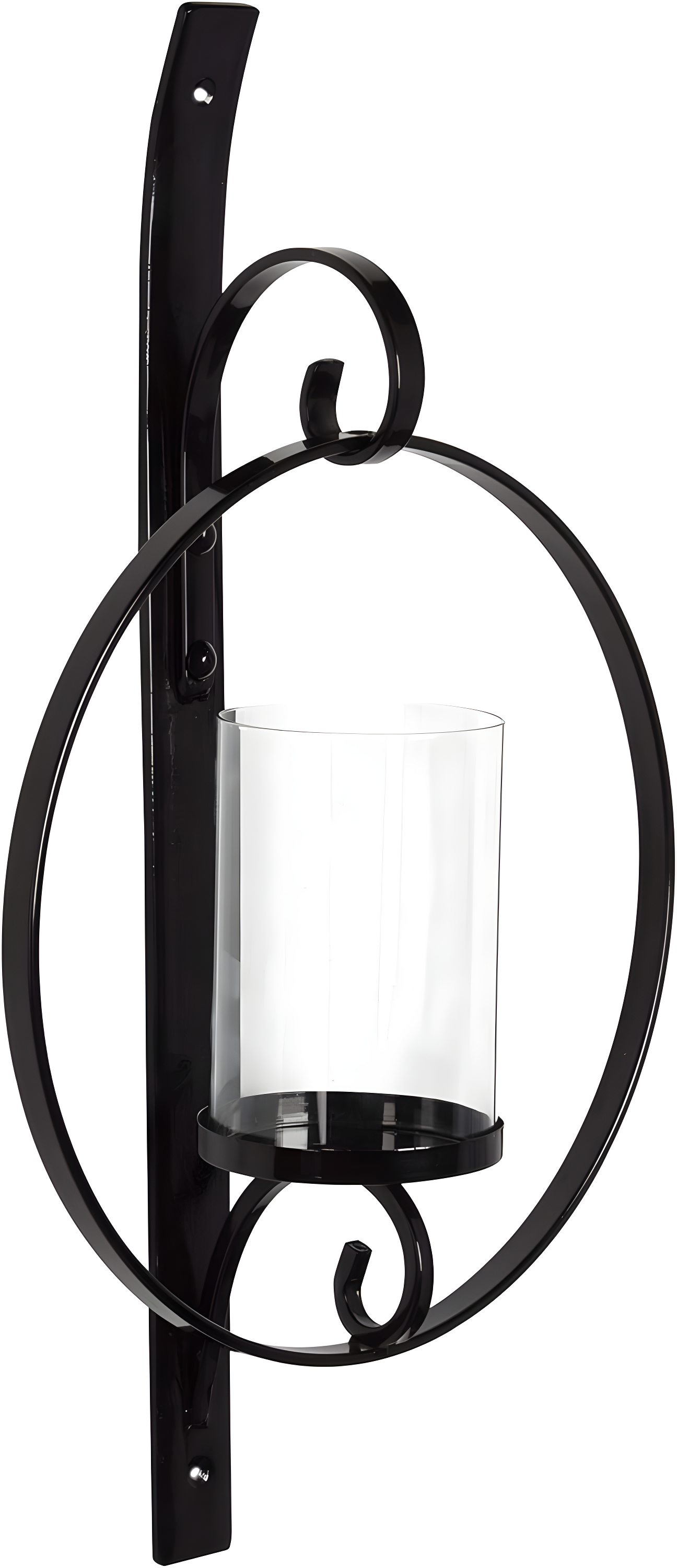 Kate and Laurel Doria Round Metal Wall Sconce, 12x22, Black