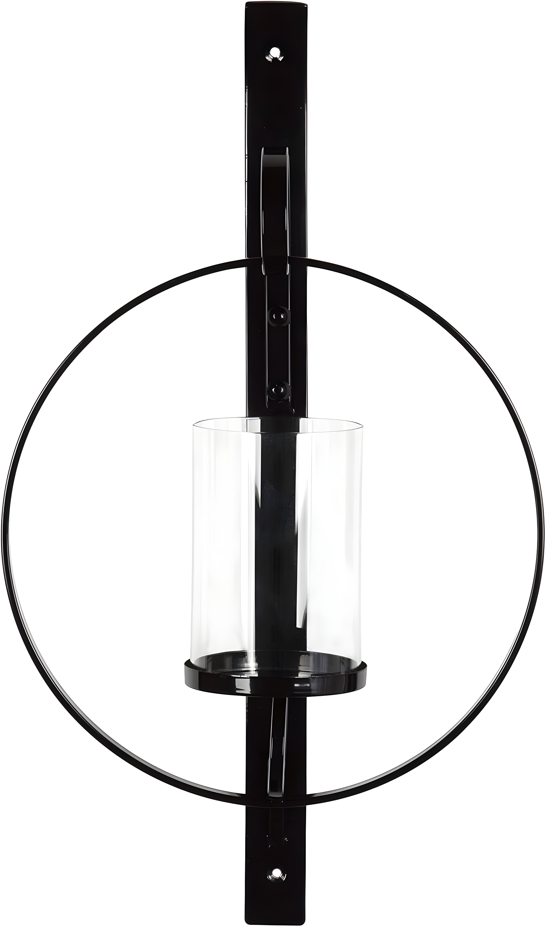 Kate and Laurel Doria Round Metal Wall Sconce, 12x22, Black