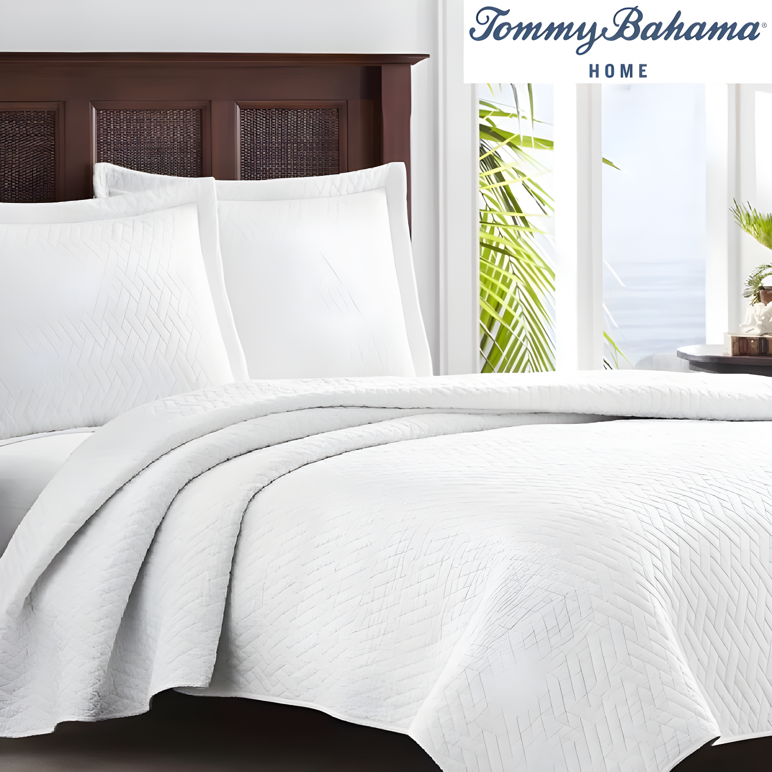 Tommy Bahama Raffia Solid Cotton Reversible Quilt Set