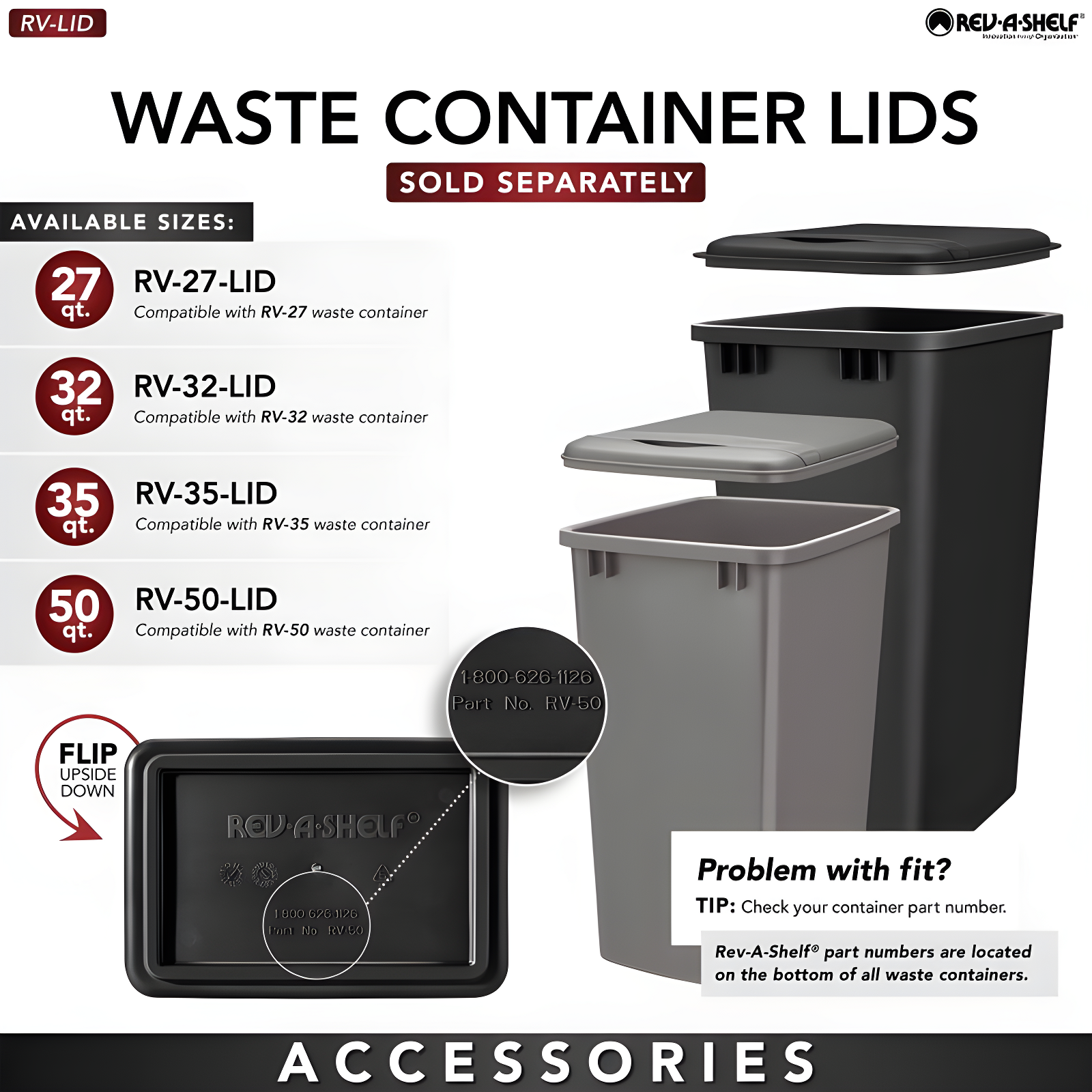 Rev-A-Shelf Rev-A-Shelf Single Pullout Top Mount Trash Can