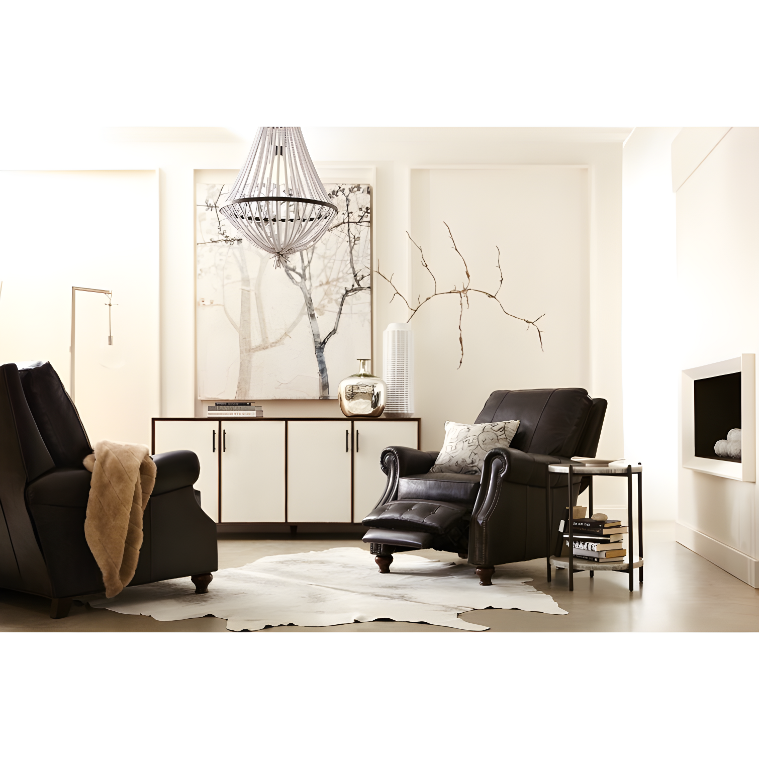 Old Saddle Black Genuine Leather Traditional Recliner