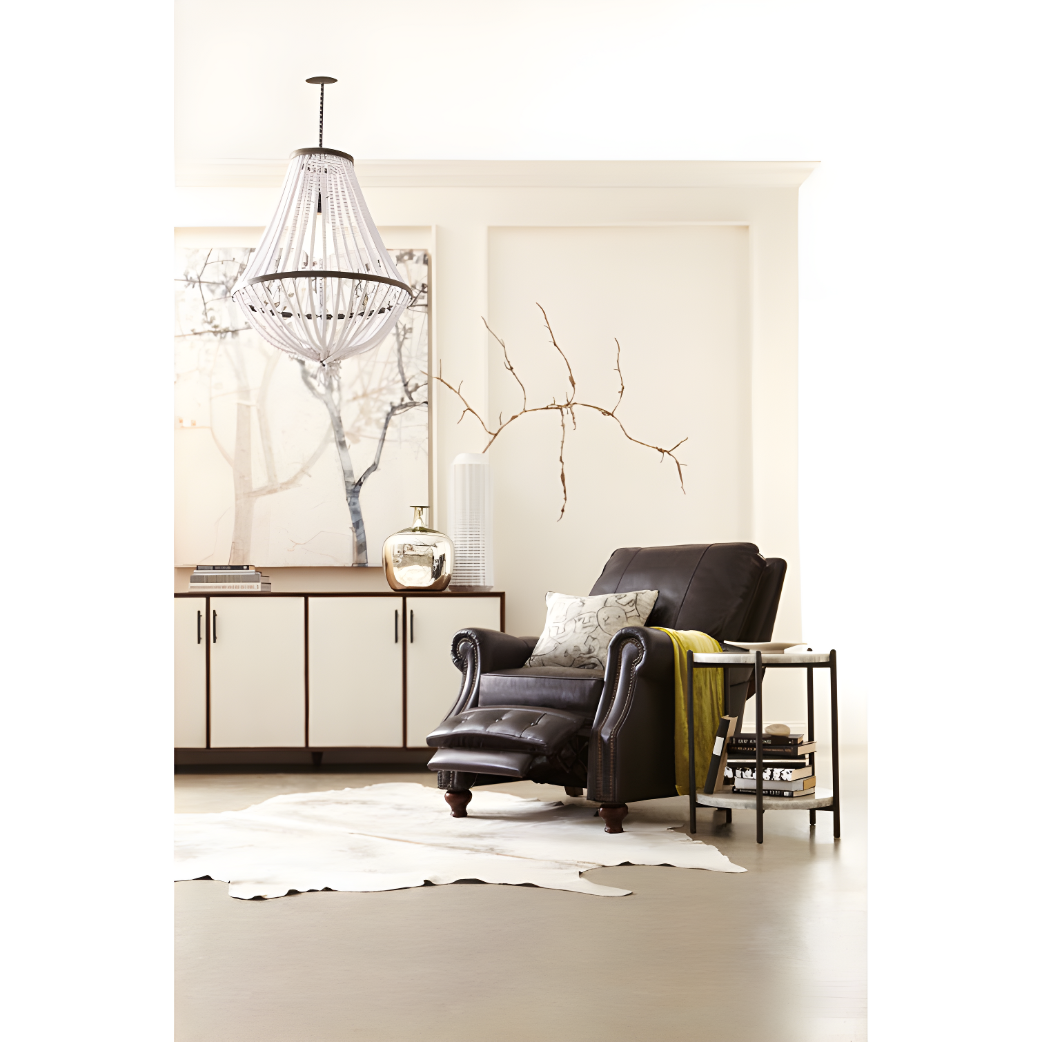 Old Saddle Black Genuine Leather Traditional Recliner