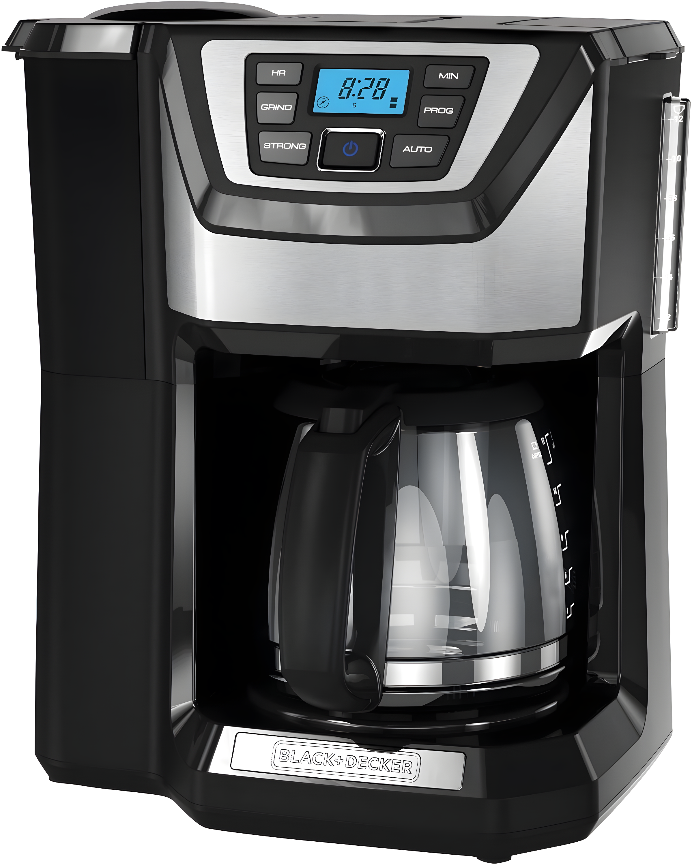 BLACK+DECKER 12-Cup Mill and Brew Coffee Maker, Automatic Grind and Brew Drip Coffee Machine, Programmable, Sneak-A-Cup, Reusable Filter