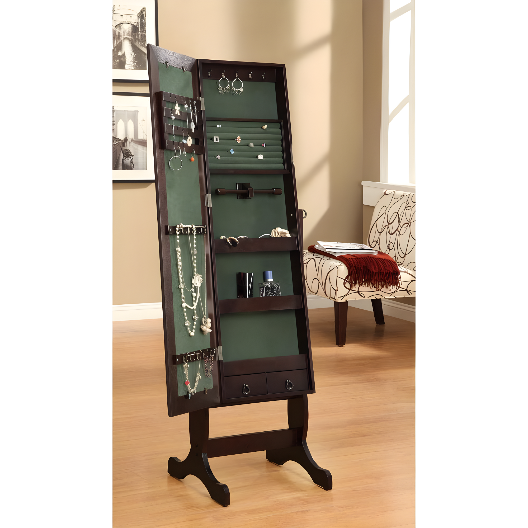 Coaster Jewelry Armoire Mirror in White