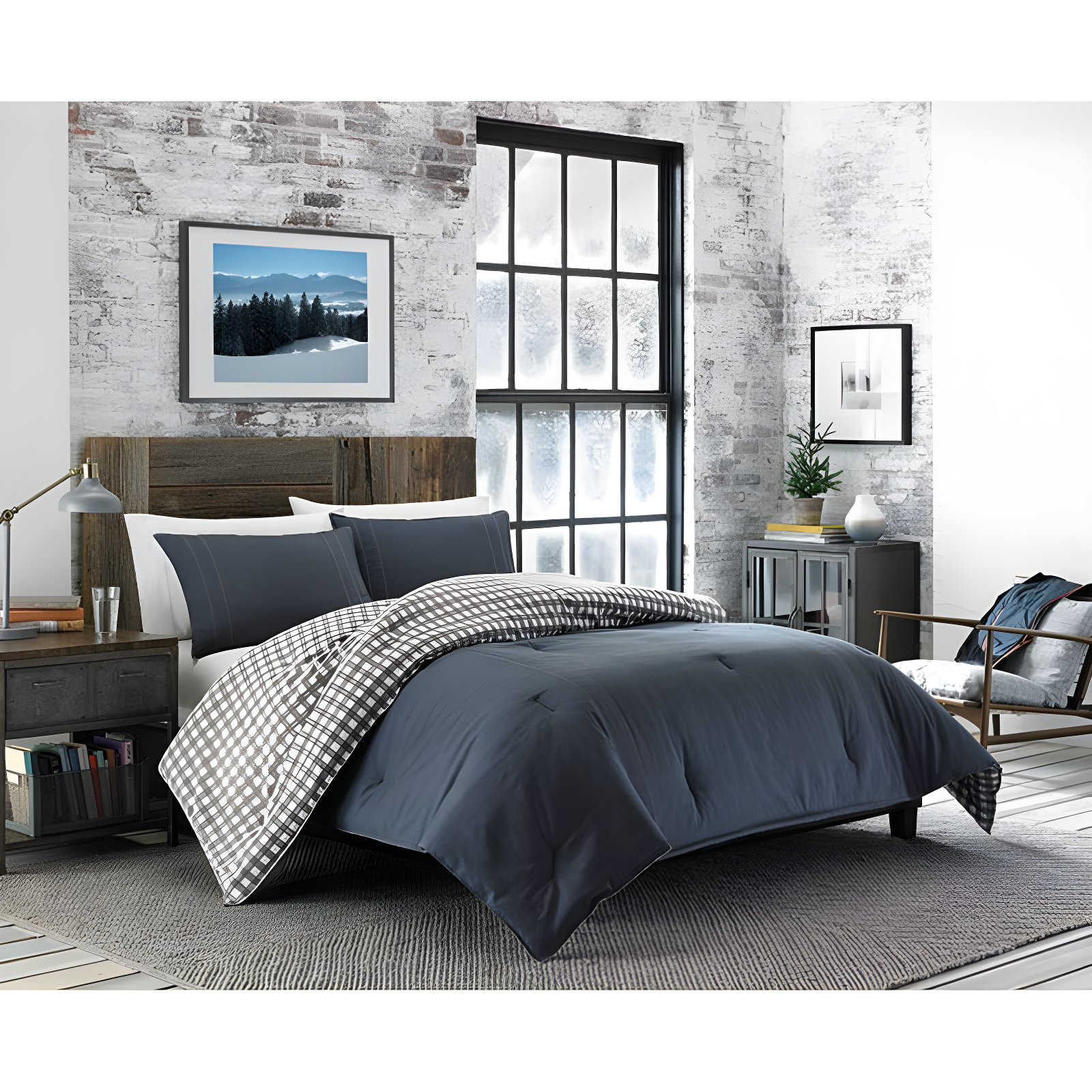 Eddie Bauer Eddie Bauer Kingston Navy Cotton Reversible Comforter Set