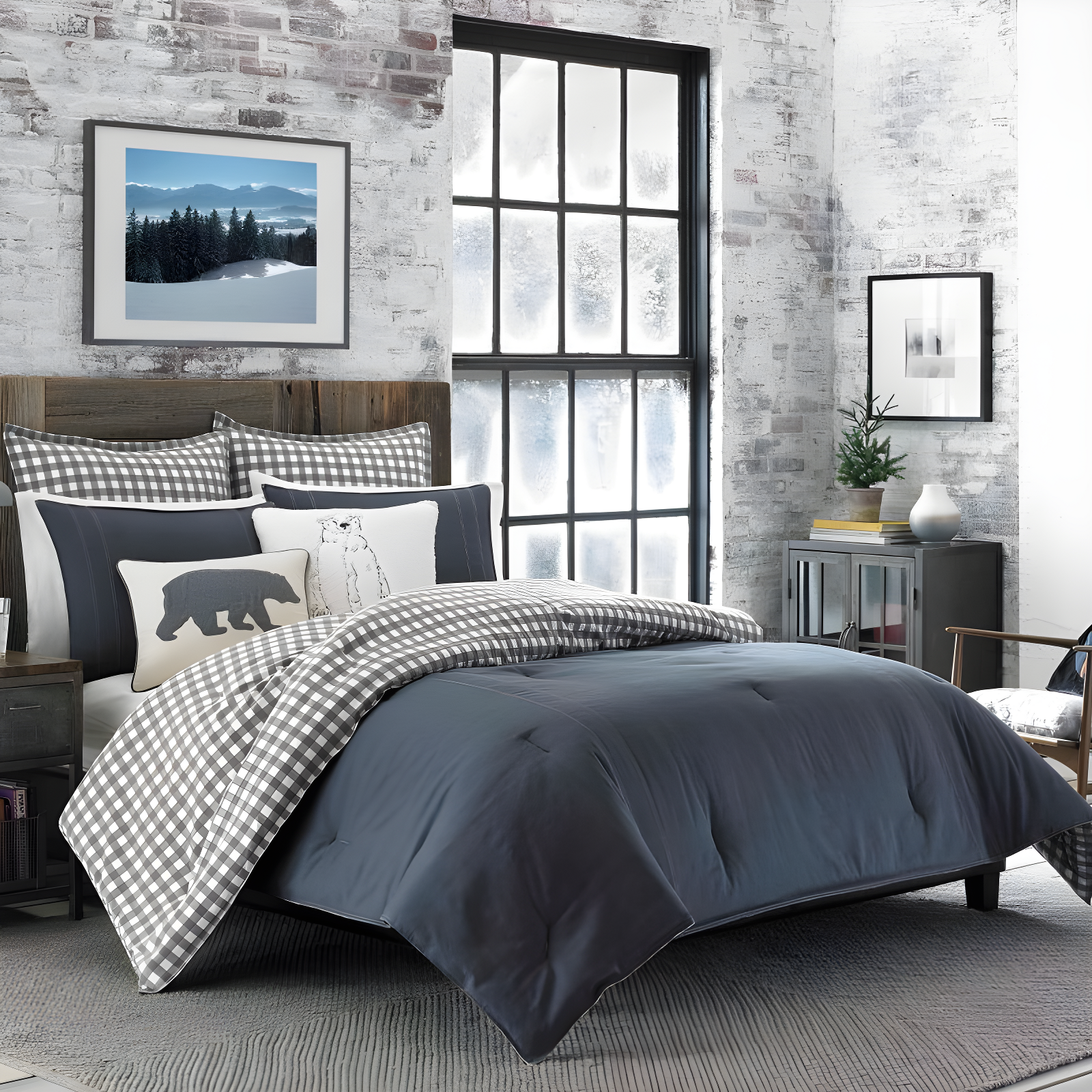 Eddie Bauer Eddie Bauer Kingston Navy Cotton Reversible Comforter Set