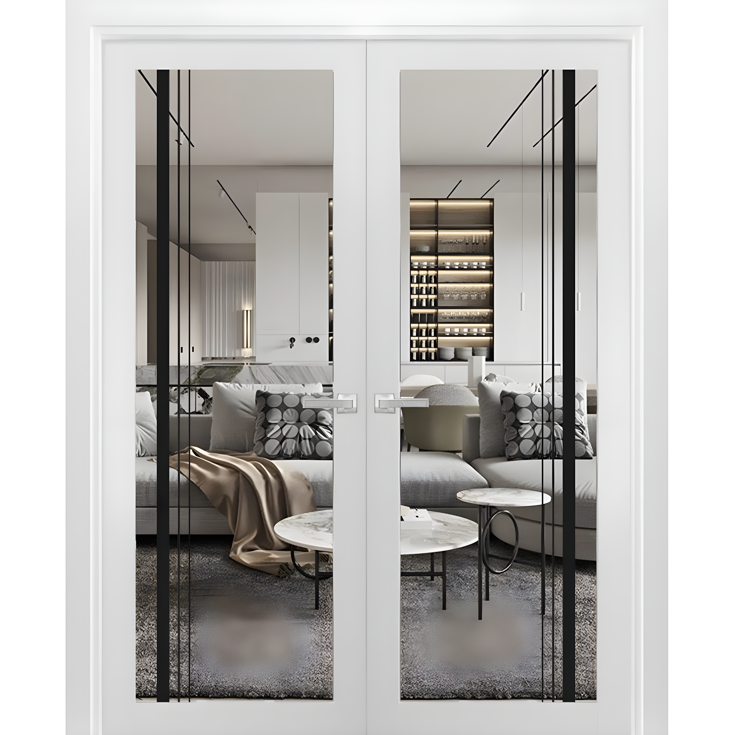 2566 Solid + Manufactured Wood Paneled French Doors