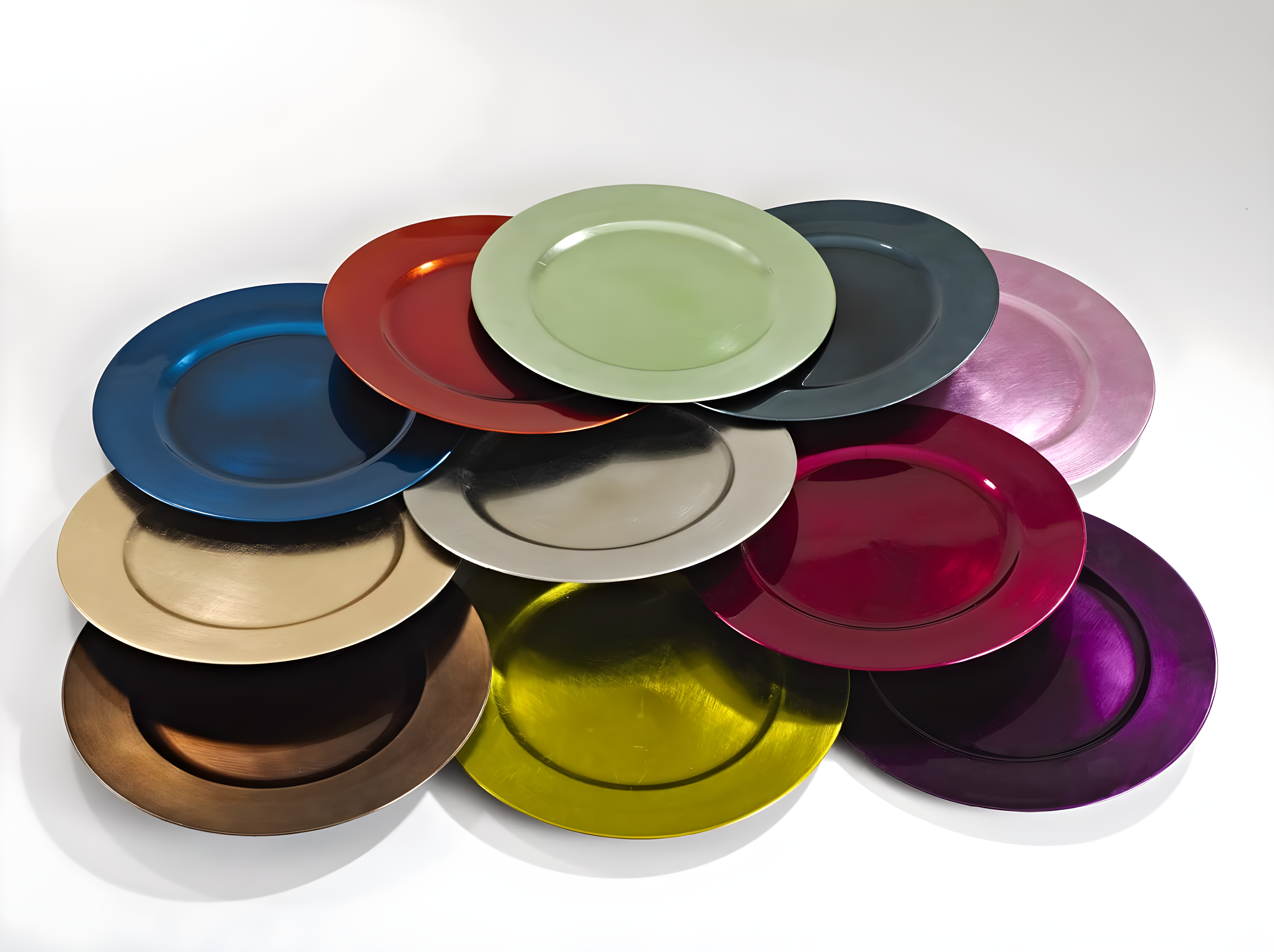 Saro Lifestyle Classic Solid Color Charger Plates, Platinum, 13" Round