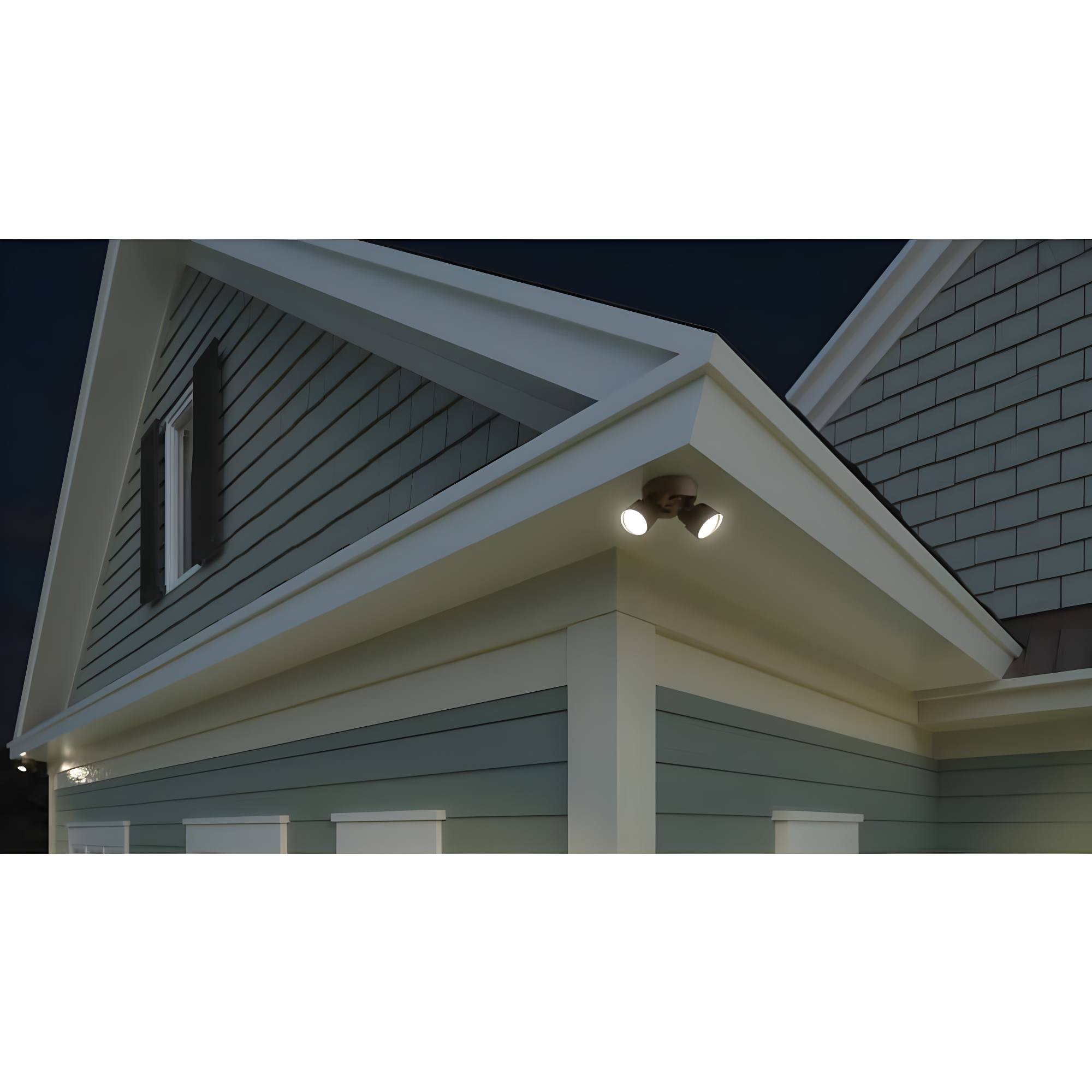 2 - Head Hardwired Dusk to Dawn Outdoor Security Flood Light with Motion Sensor