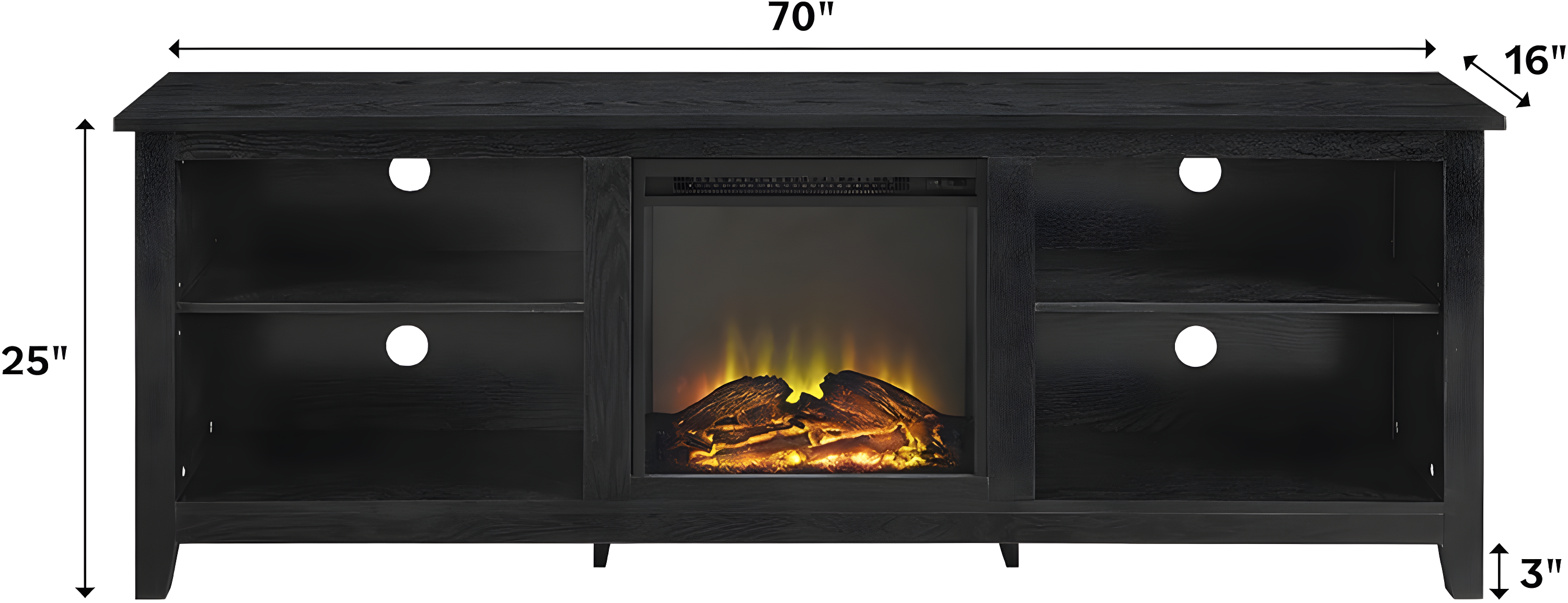 Walker Edison Open Storage Fireplace TV Stand for TVs Up to 80", Espresso