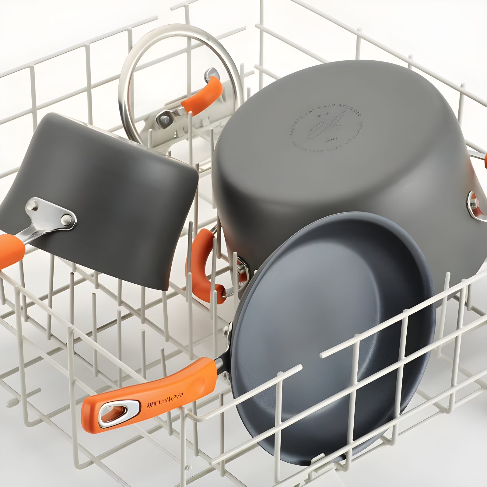 Rachael Ray Rachael Ray Brights Hard Anodized Nonstick Cookware Pots and Pans Set, 10 Piece, Gray with Handles