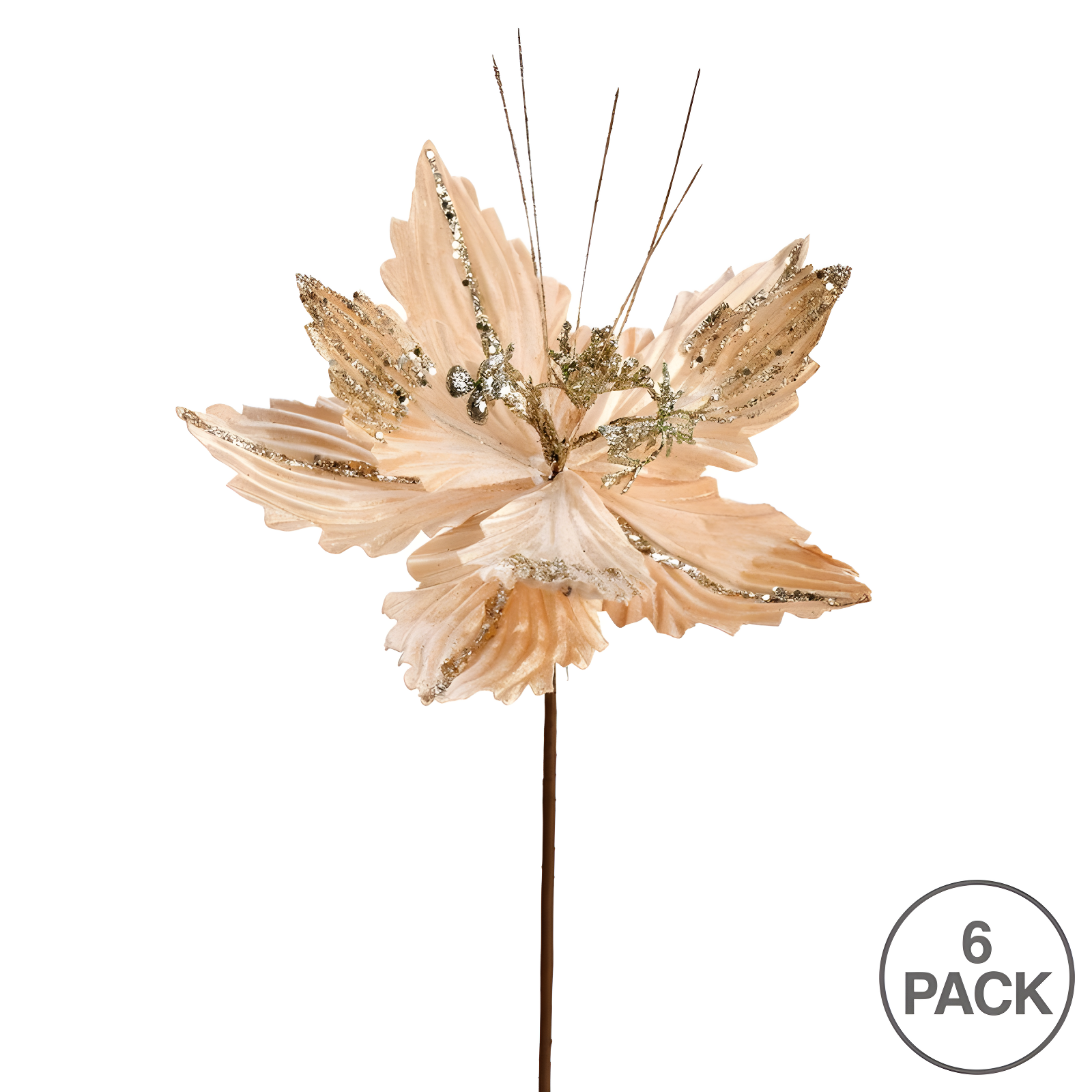 Vickerman Vickerman 12" Poinsettia Aritificial Christmas Spray (Set of 6)