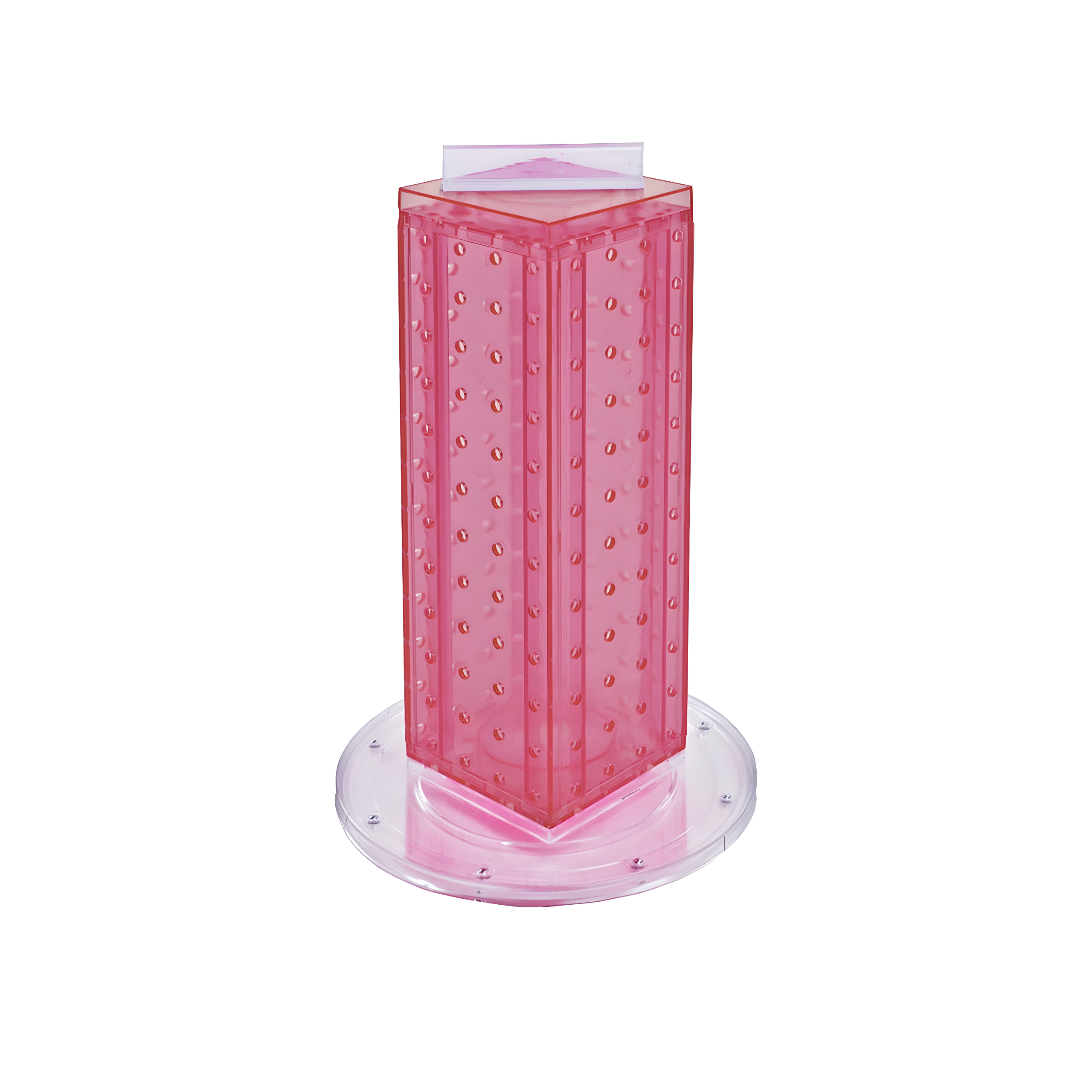 Four-sided 4"W x 12"H Pegboard Tower with Revolving 9" Base