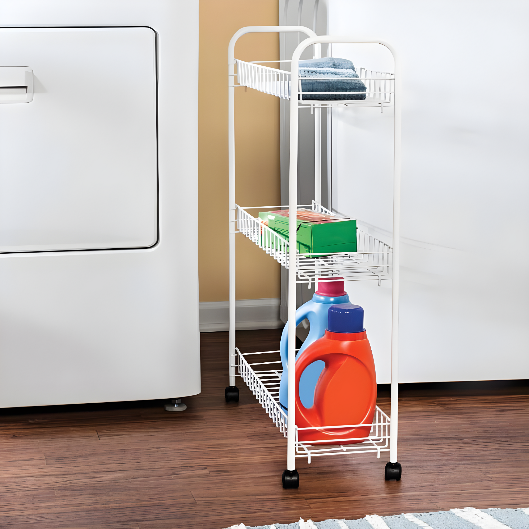 Honey-Can-Do 3-Tier Rolling Steel Storage Cart, White